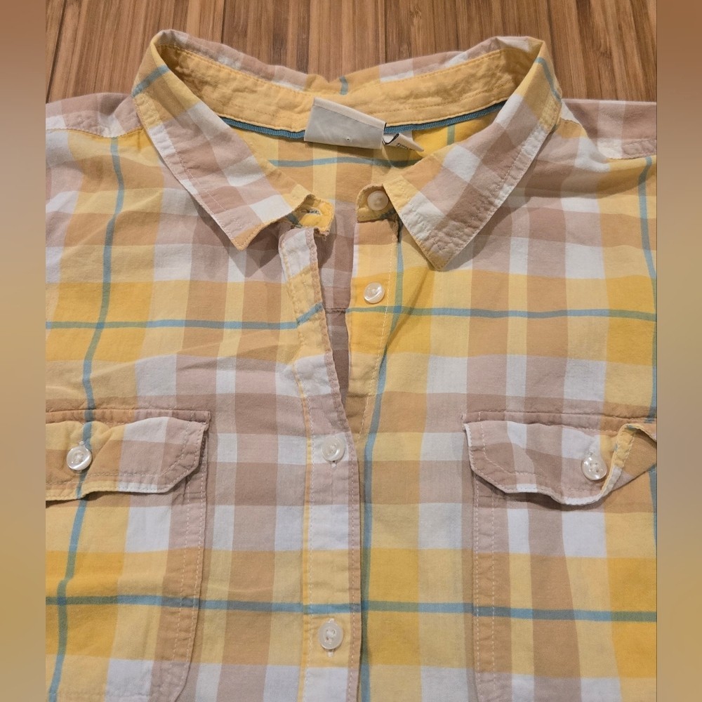 St Johns Bay Yellow & Tan Plaid Button-Up Shirt