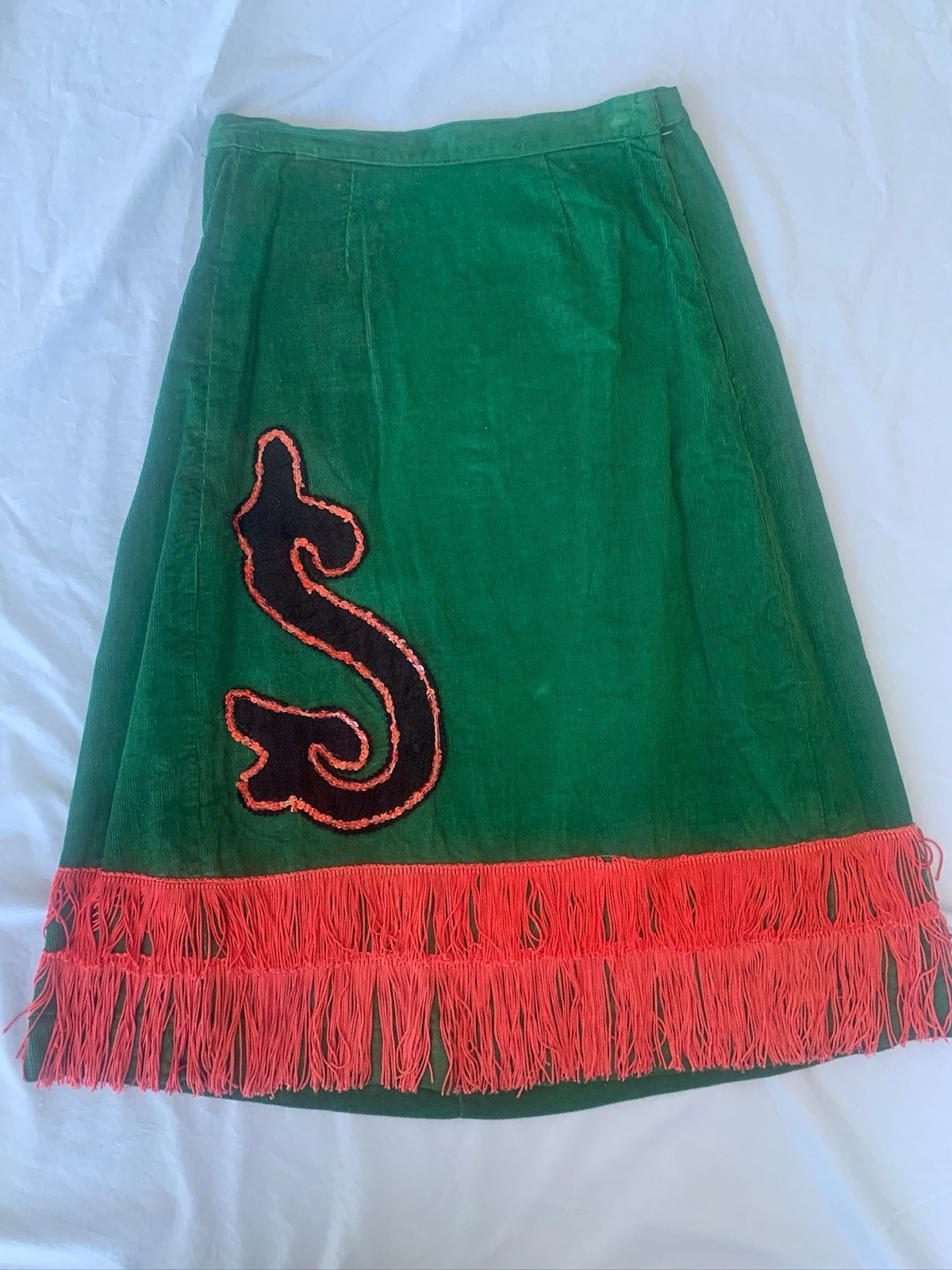 Vintage 1950’s Green Corduroy and Pink Fringe Western Stage Set