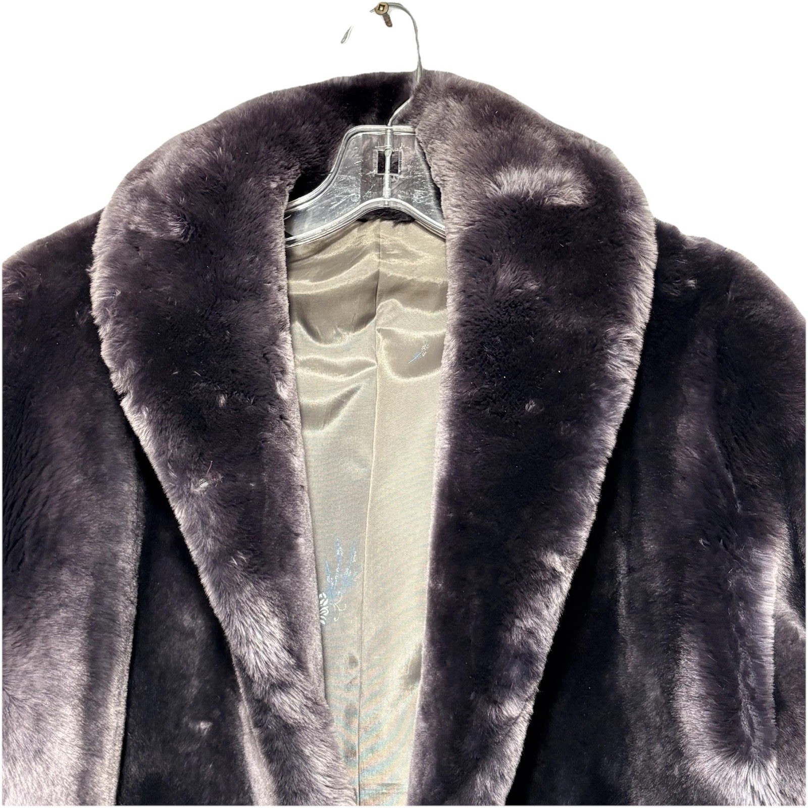 VTG Kerrybrooke Sears Faux Fur Jacket Gray Plush Coat Mob Wife Glam M/L