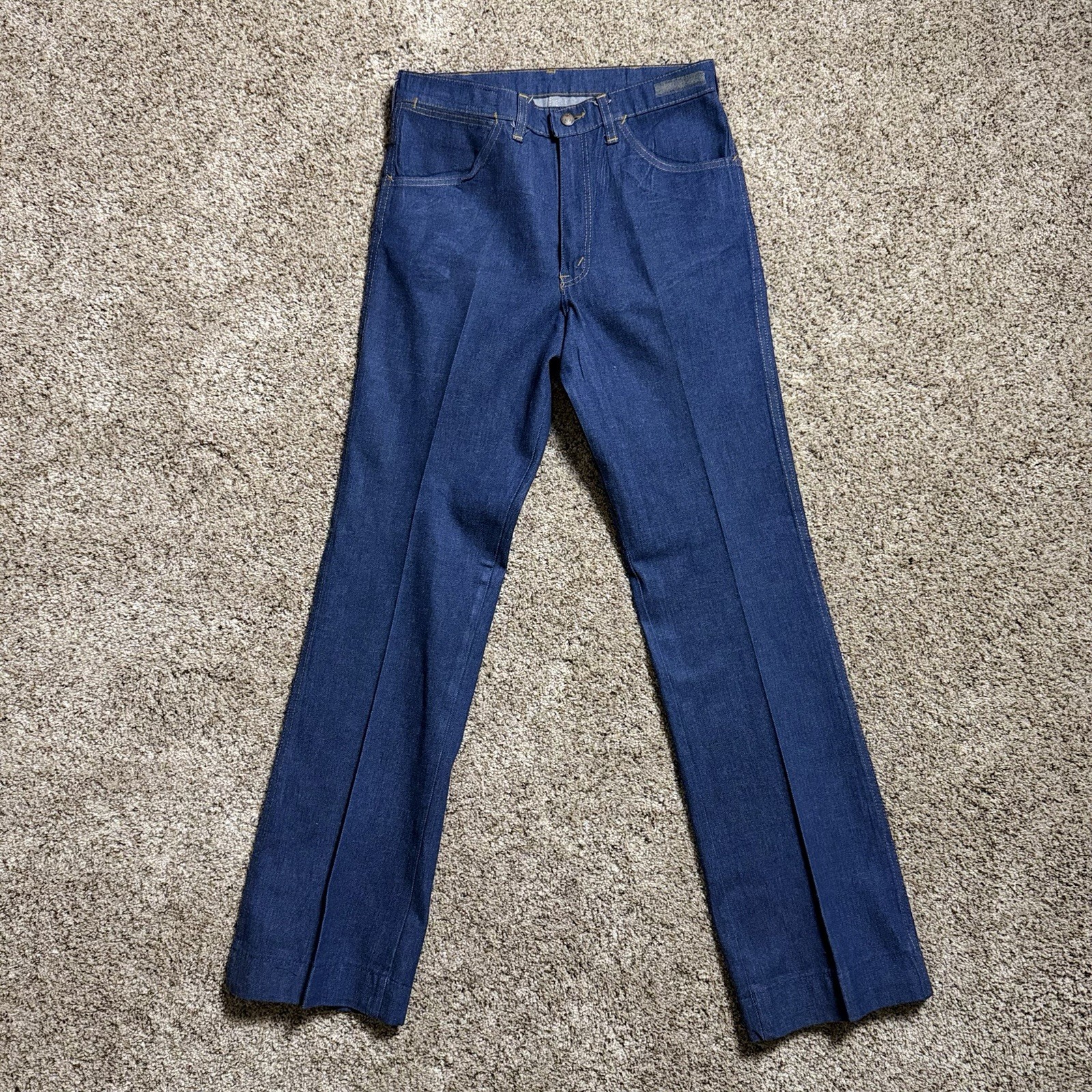 Vintage 70s DeeCee Raw Denim 32×33 Bootcut Pressed Pleated USA Western Work Wear