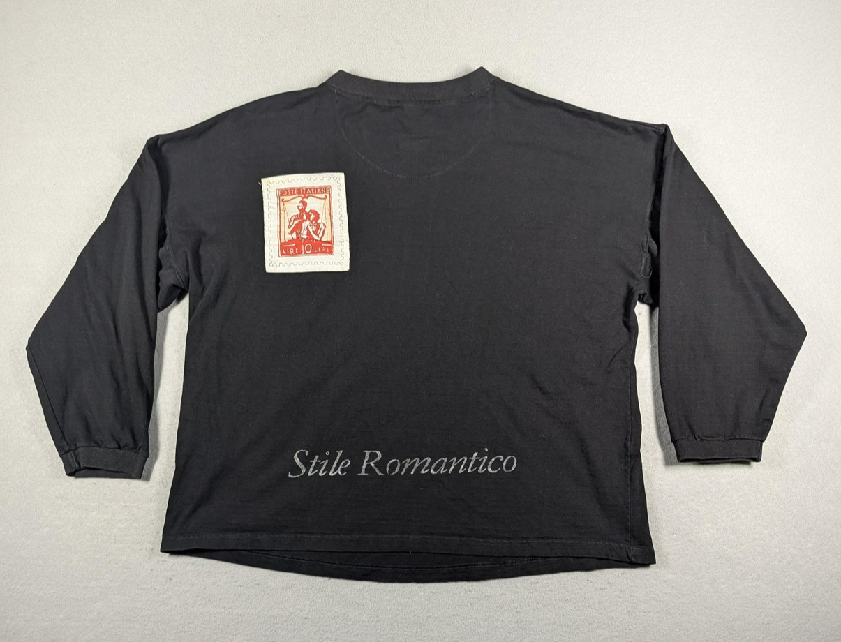 Vintage Jou Jou Shirt Womens One Size Italian Postage Stamp Patch Art 90s Top