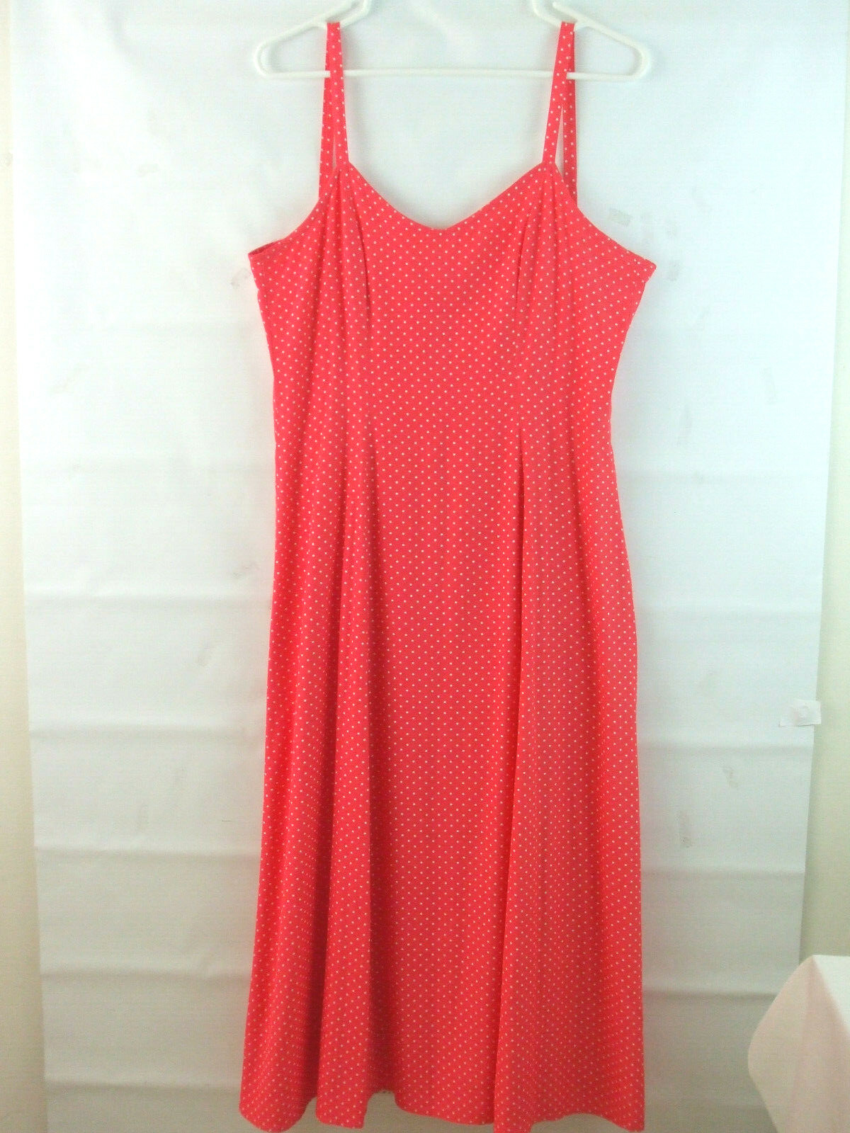 Vintage Women’s 8 Hand Made Strap Sundress Red White Dot Sleeveless Back Zipper