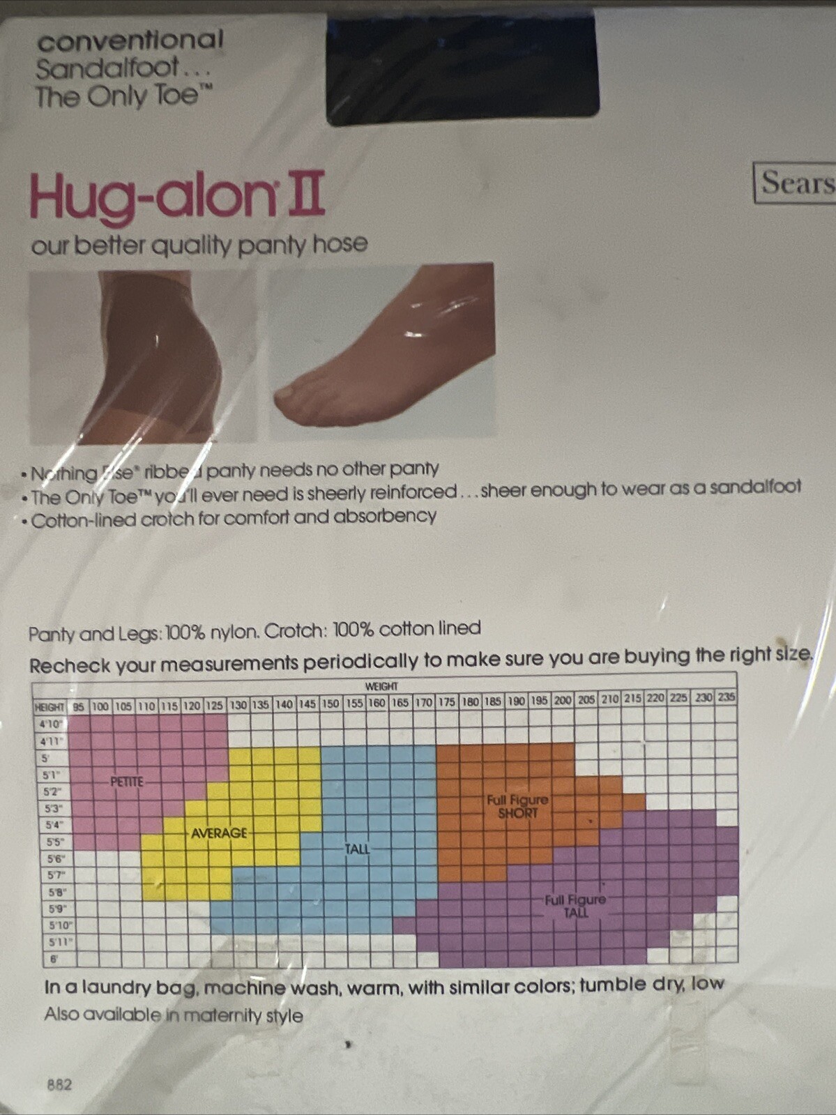 Vintage New Sears Hug-Alon Pantyhose Conventional Sandal Toe Navy Blue Average