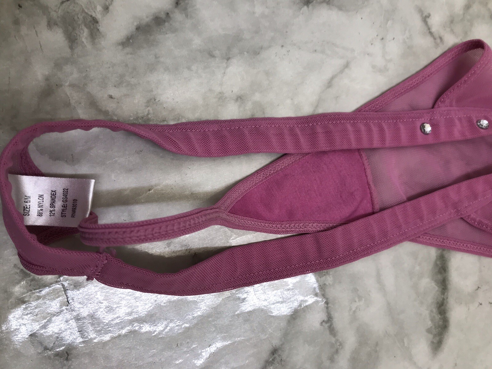Rare Thong String Soft Mesh Rhinestone Panty Purple Underwear Sz Medium NWOT