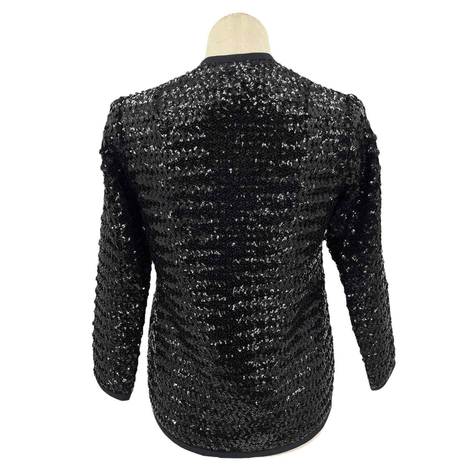 Vintage 70s Black Sequin Jacket Tassel Detail Super Glam Henry Higgins Size M L