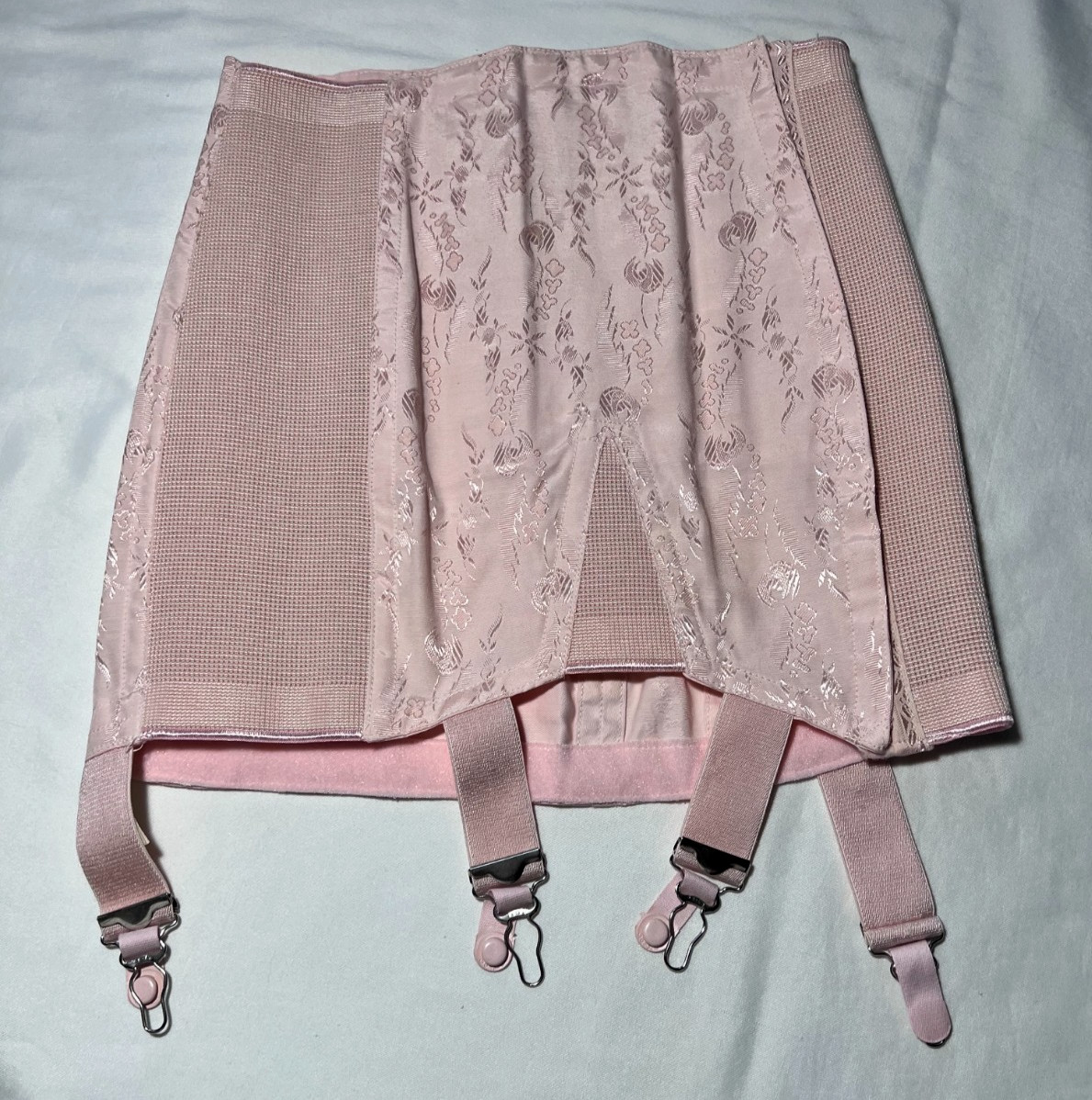 Vintage Open Bottom Girdle Rengo Size 27 NOS! Pink 4 Metal Garters Rubber Rayon