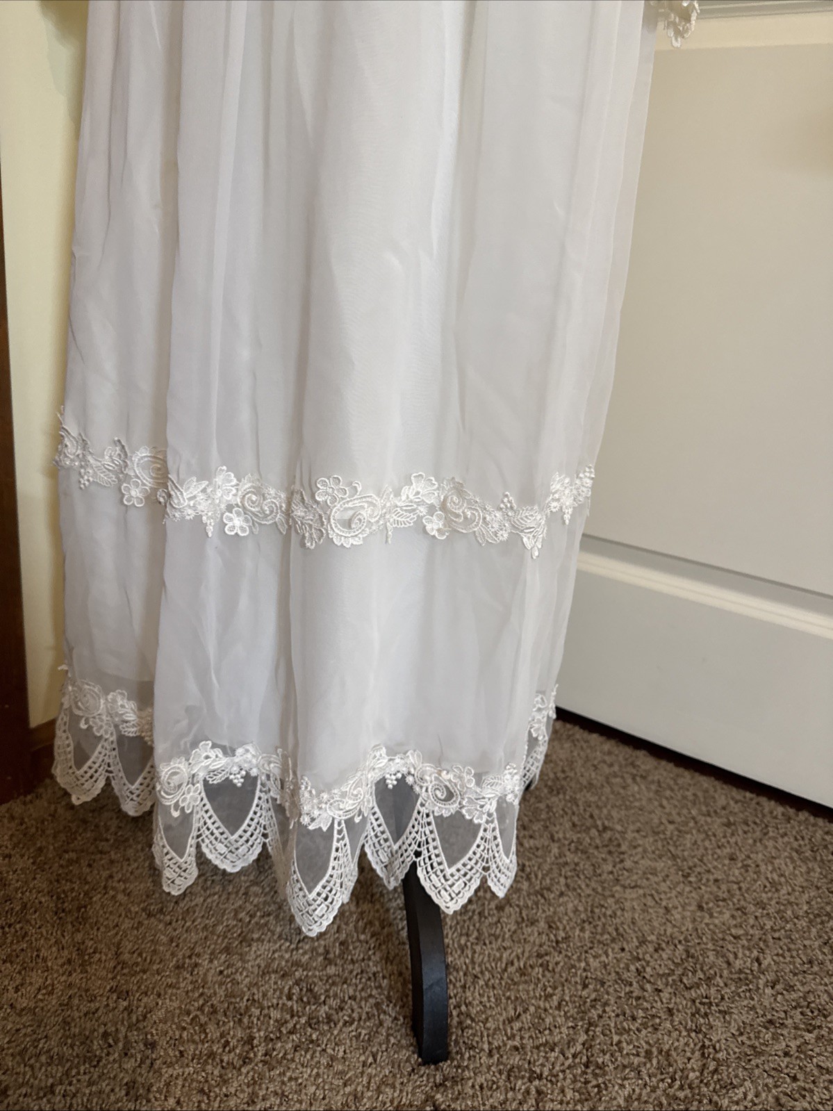 Alfred Angelo Vintage 1970’s Victorian Revival Prairie Chic Lace Wedding Dress S