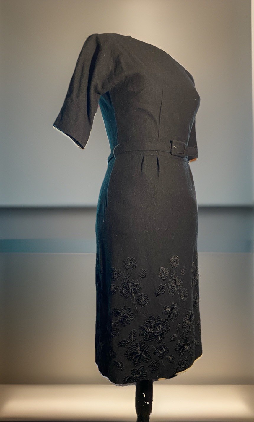 Vintage 1950’s Henry Rosenfield Black Wool Short Sleeve Dress