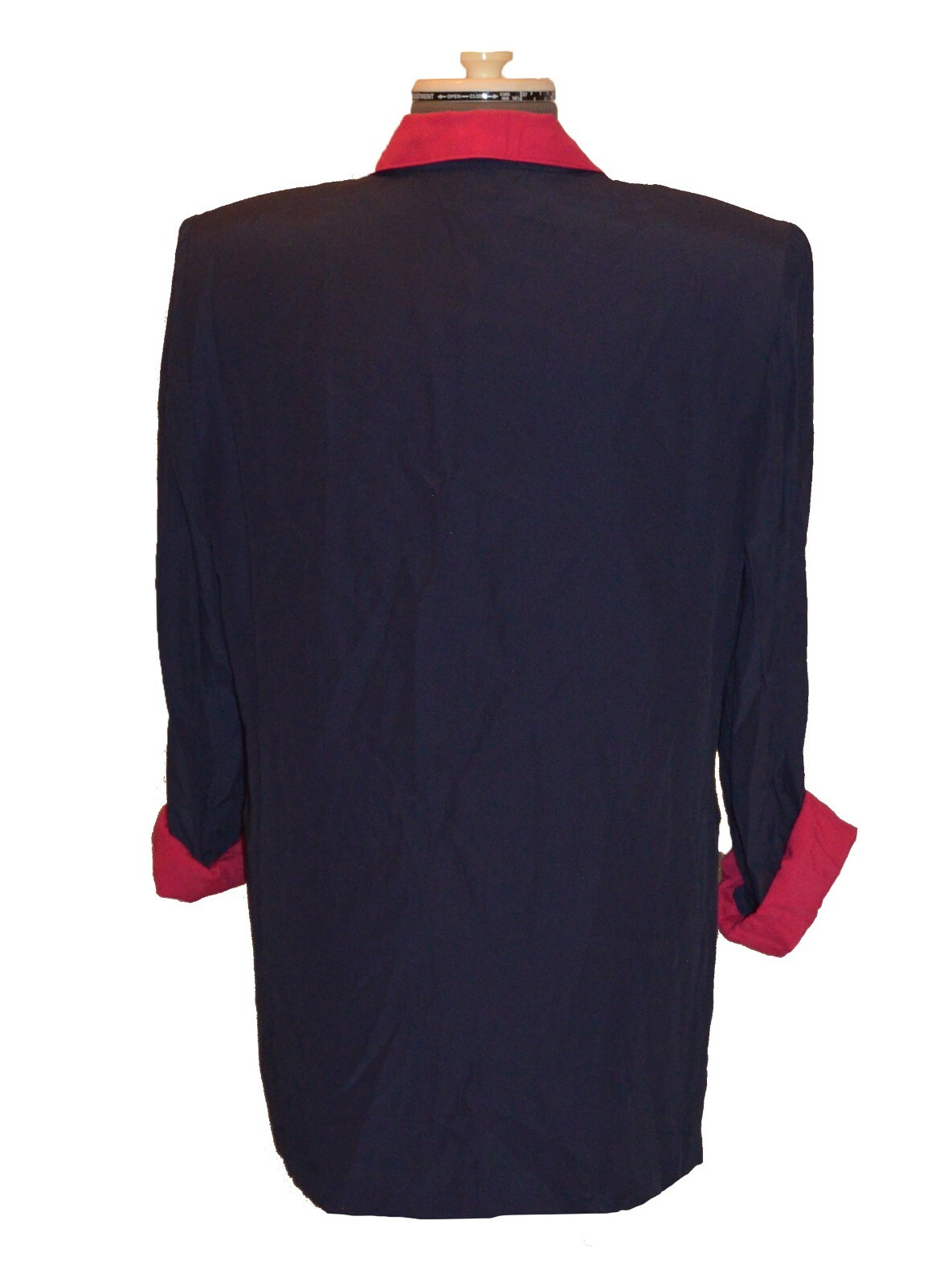 Michael Taylor Vintage 80s Navy Blue & Pink Oversize Blazer Suit Jacket size M
