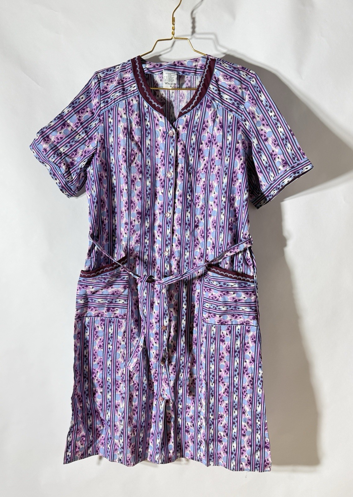 Smock apron house dress smock tie apron vintage 100% cotton 70s size 42