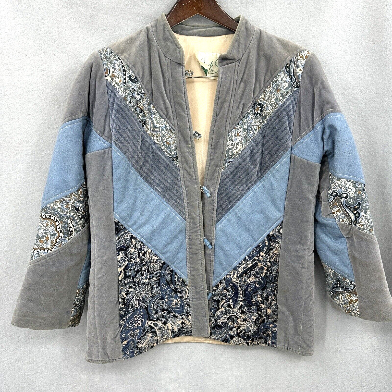 Vintage Jack Slote Jacket Women M Patchwork Cottagecore Quilted Boho Granny READ