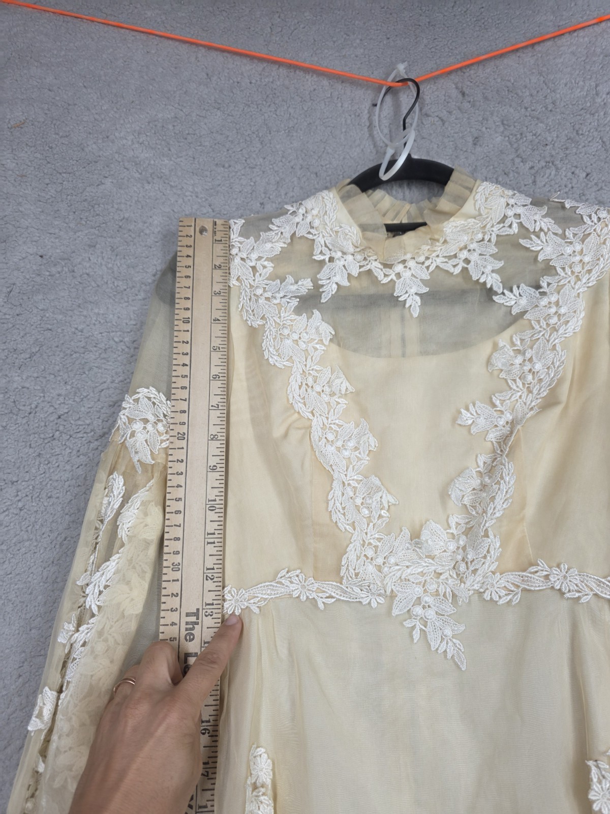 Vintage 70s Wedding Dress Size 4 Small Ivory With Lace Trim Chiffon Prairie
