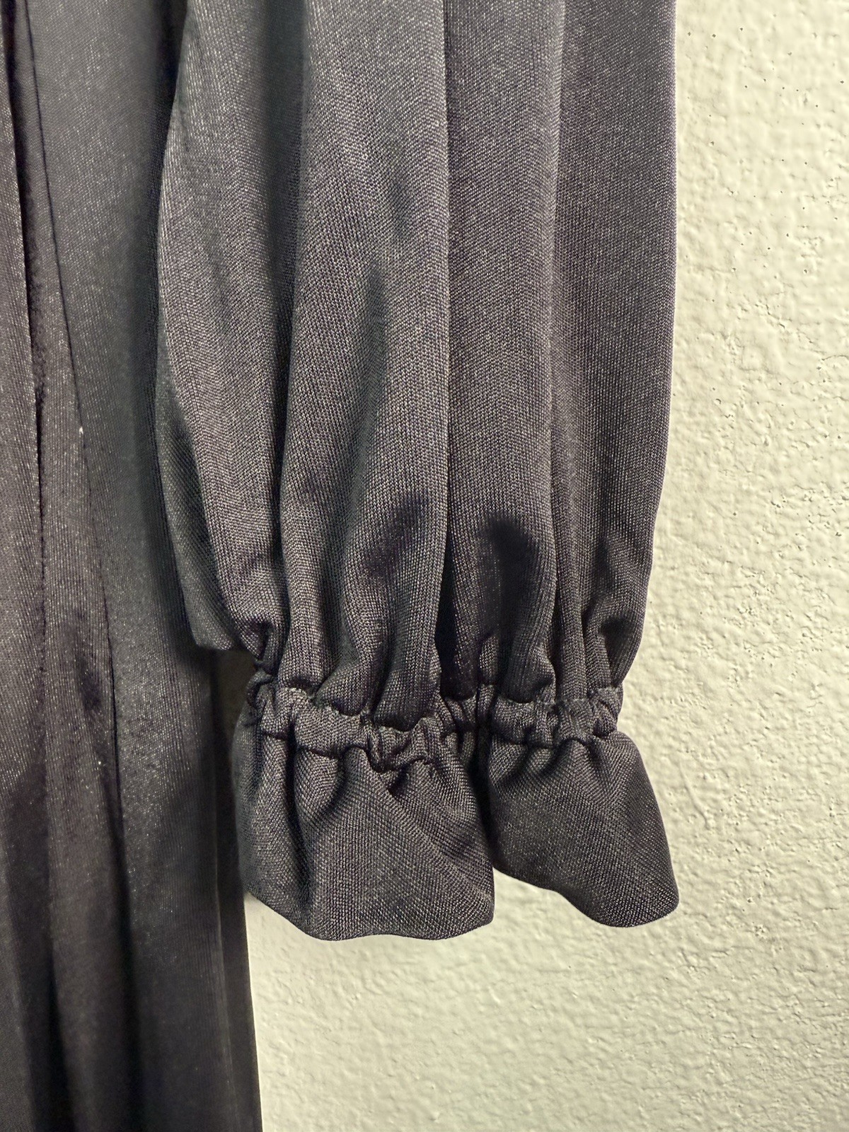 Vtg Black Midi Dress Ruffles Ruched Bodice By Robert David Morton Off Shoulder