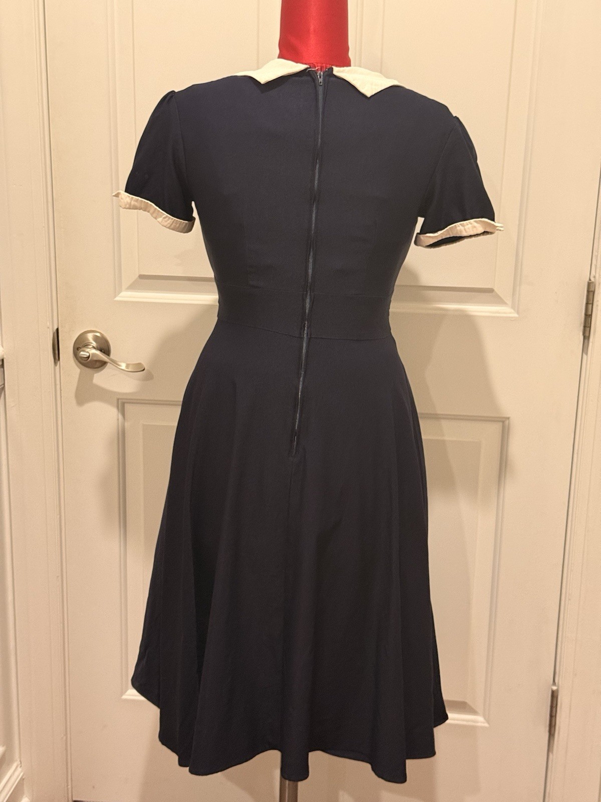 Women’s Stop Staring! Size L Fit And Flair Sailor Inspired Swing Dress