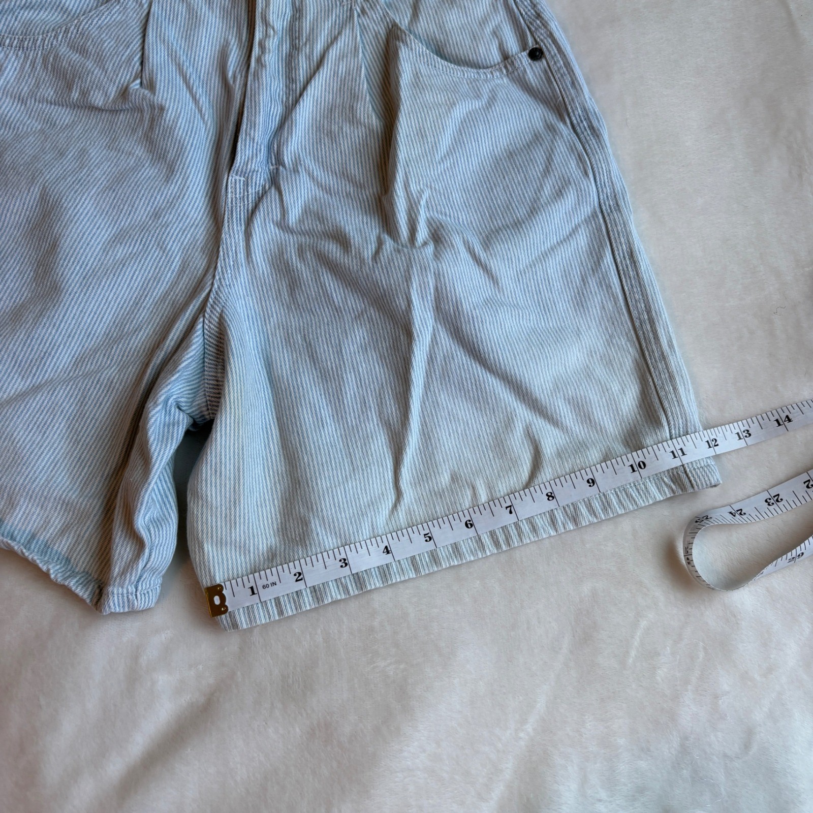 Vintage Brittania Hickory Stripe Denim Shorts Womens 6 High Waist Jorts