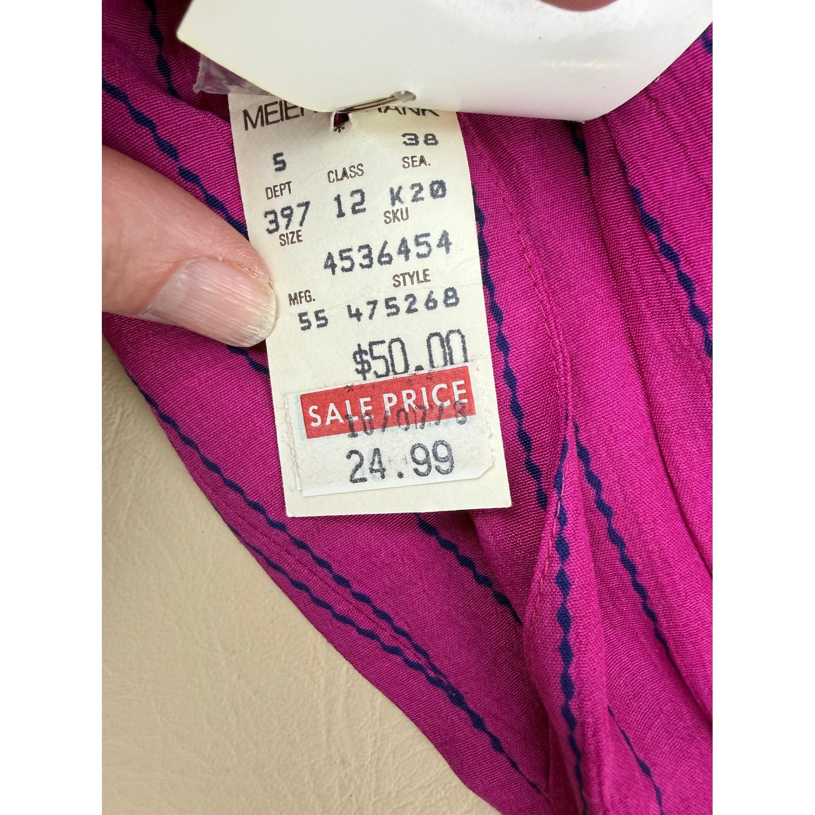 NWT Vintage 90s Midi Skirt Rayon Pinstripe Fuchsia 14P SK & Company