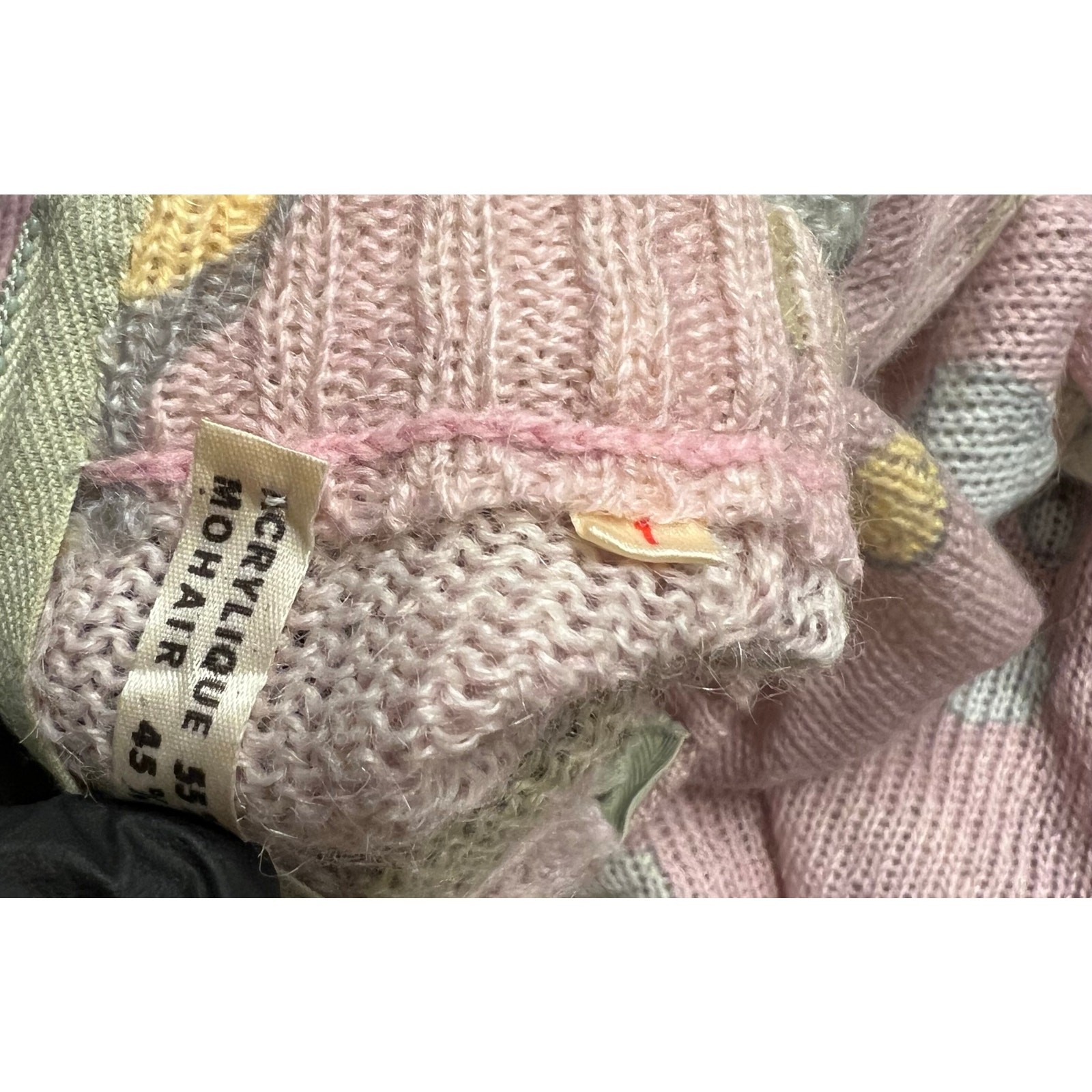 JEAN DESSÈS Vintage XS Paris Sweater –Pink Mohair Floral – Made in France