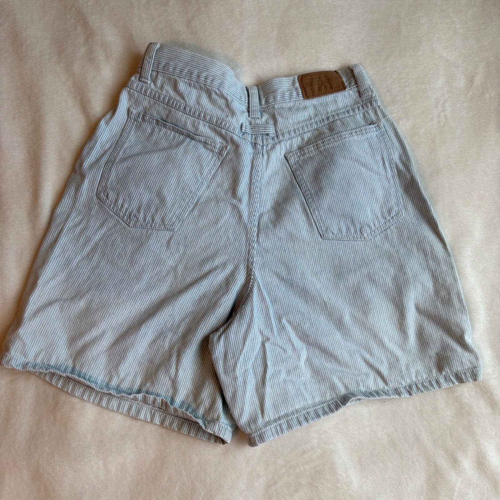Vintage Brittania Hickory Stripe Denim Shorts Womens 6 High Waist Jorts