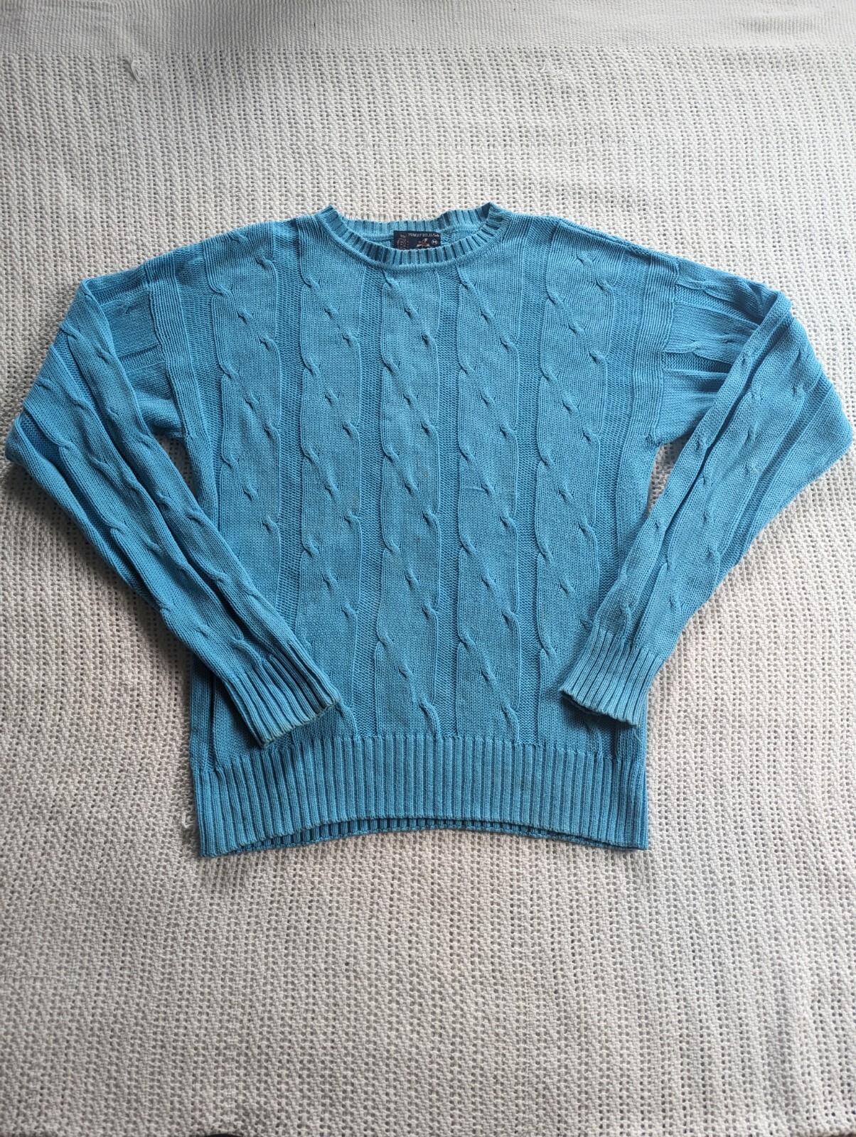 VTG Kenneth Gordon Cable Knit Sweater Women’s Medium Blue Pullover Textured