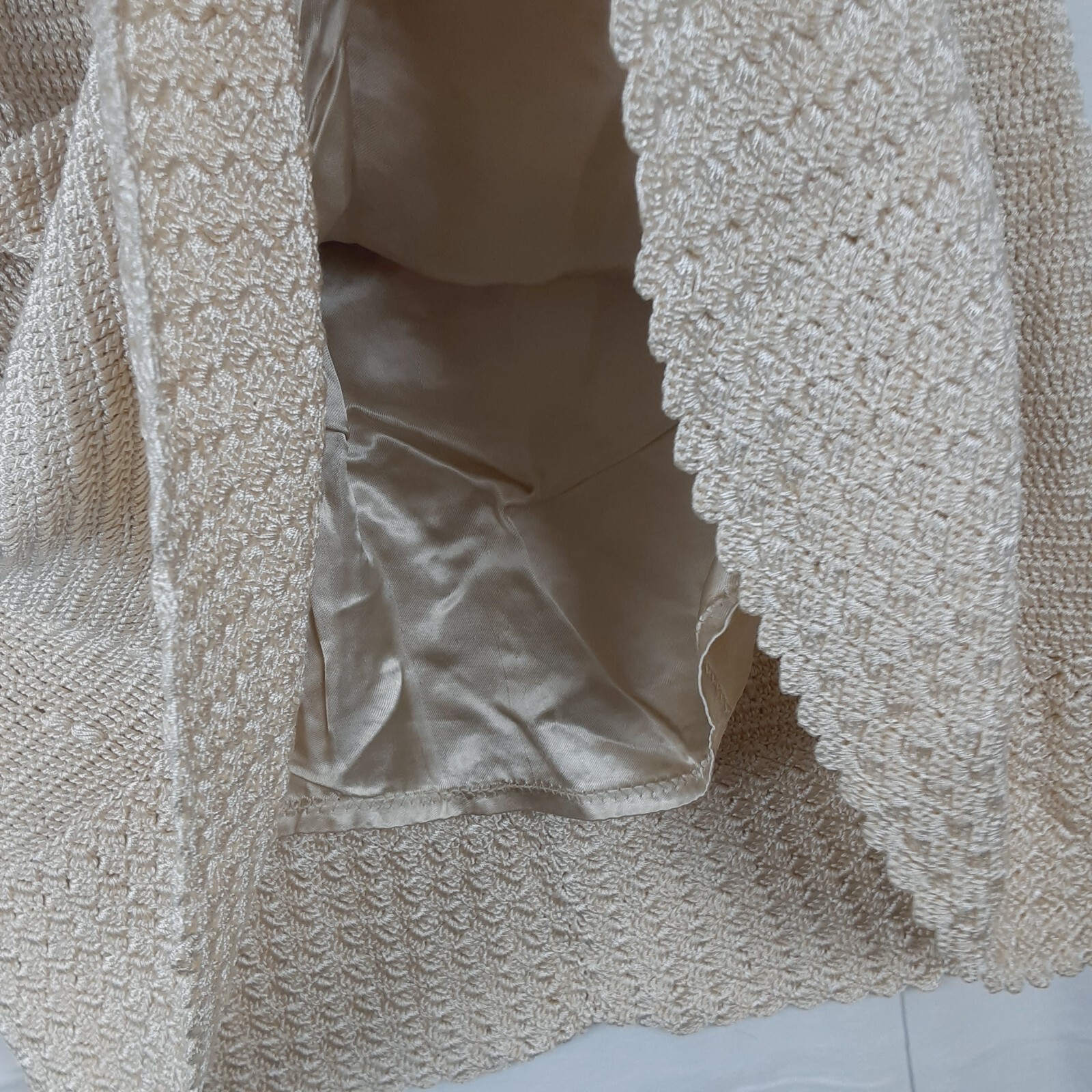Vintage Sweater Skirt & Top Matching Set Beige Womens Unmarked Size/Brand READ
