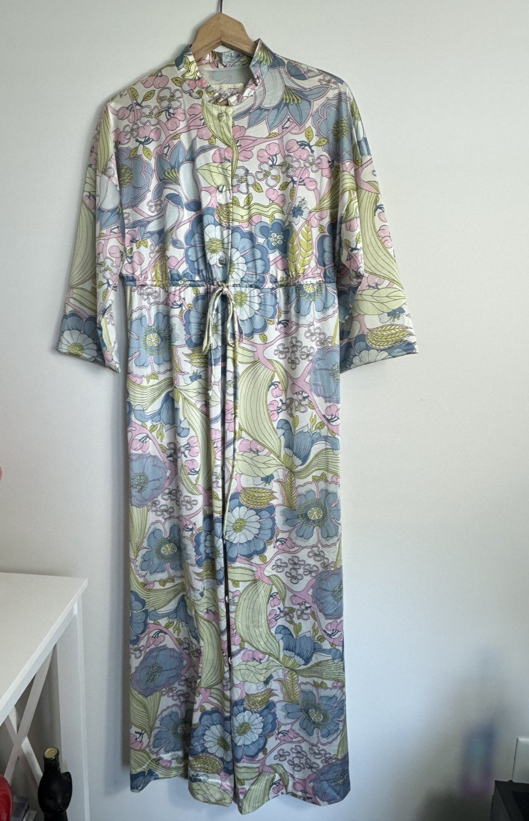 1960s Vanity Fair Floral Cherry Pattern Nightgown Robe Small – Read Description