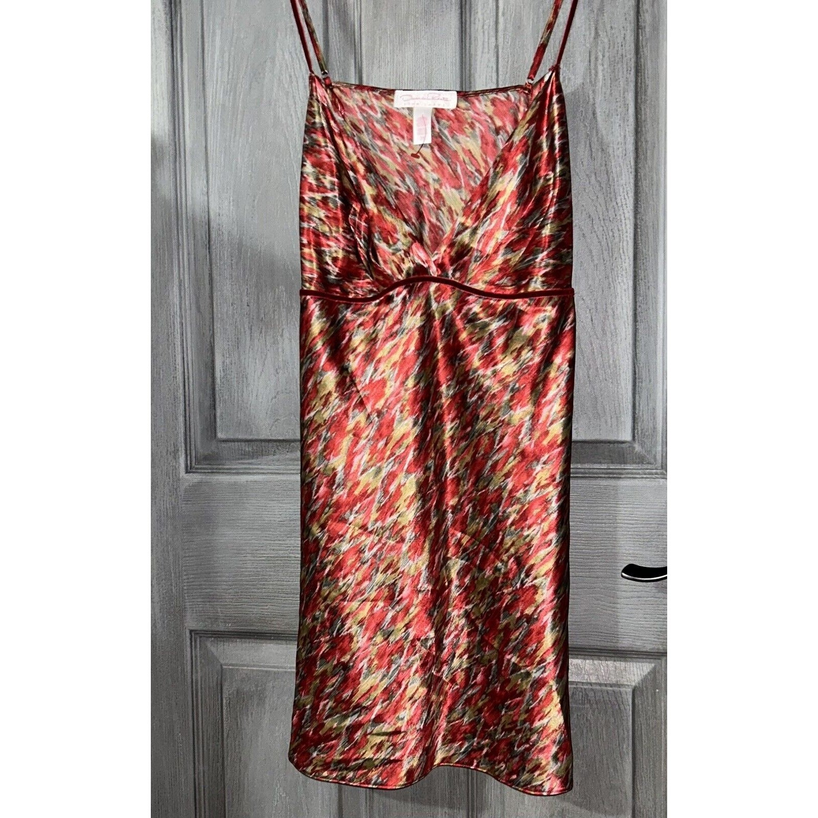Vtg Oscar De La Renta Pink Label Multicolor Nightgown Medium Short Sleeveless