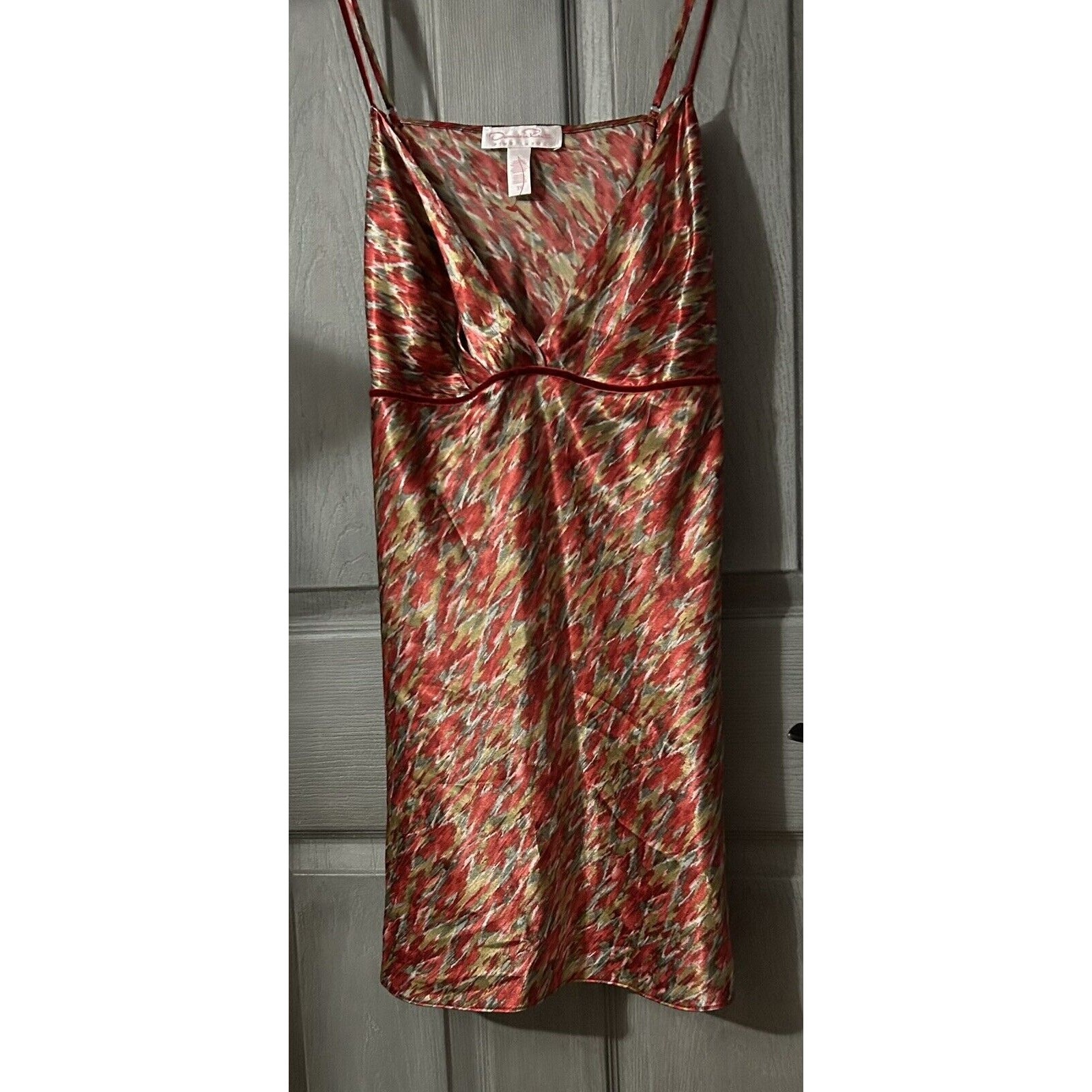 Vtg Oscar De La Renta Pink Label Multicolor Nightgown Medium Short Sleeveless