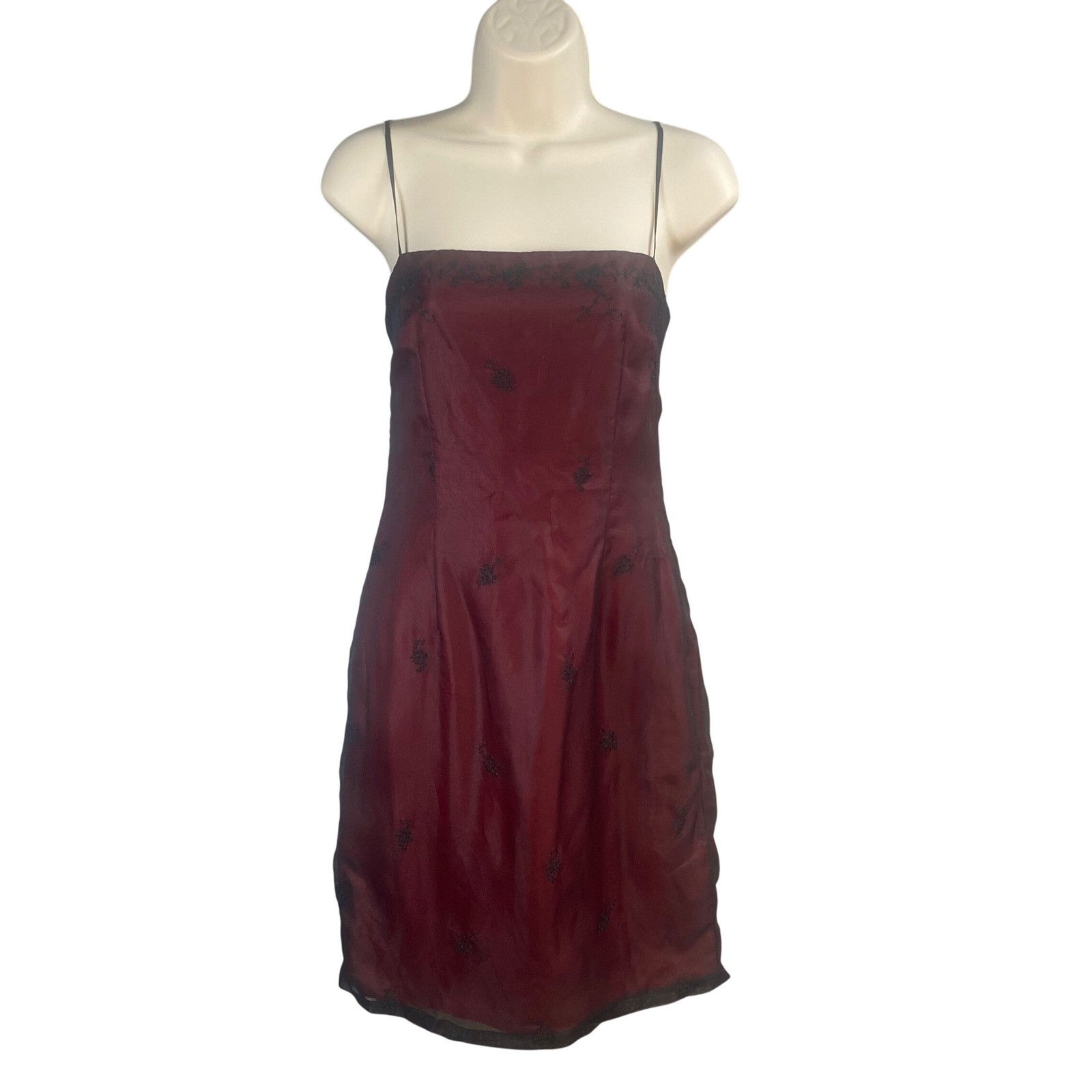 Vintage Laundry by Shelli Segal Dress Size 6 Silk 90s Whimsigoth Overlay Evening