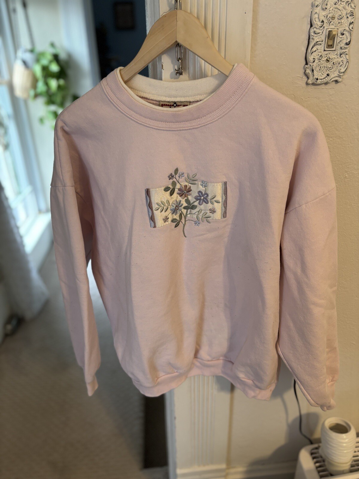 Vintage Top Stitch Crewneck Large Floral See Photo