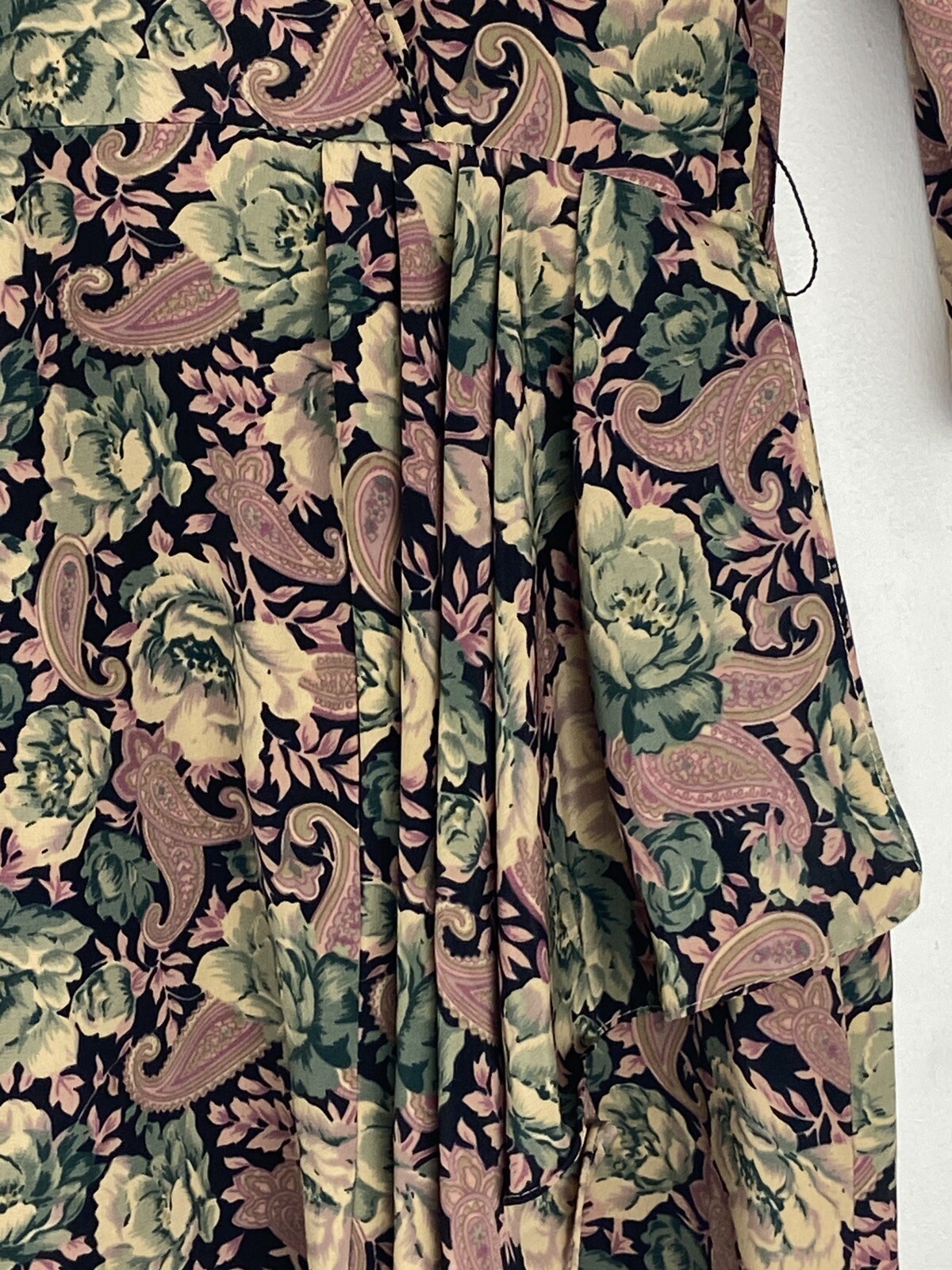 VTG 80’s Alexis Fashions Multicolor Pleated Paisley Shoulder Pads Dress Size 10