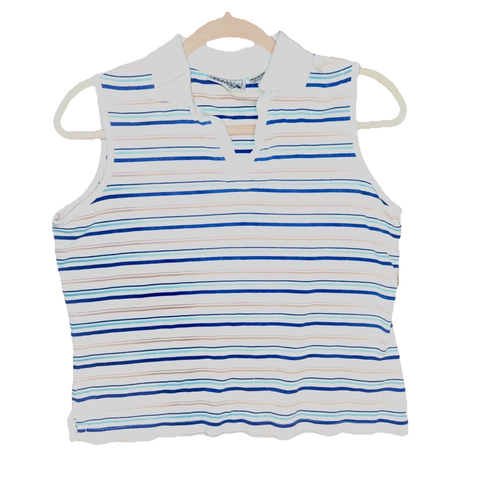 Basic Editions Women’s Medium Striped Crop Sleeveless Tank Top Retro 90’s Y2K