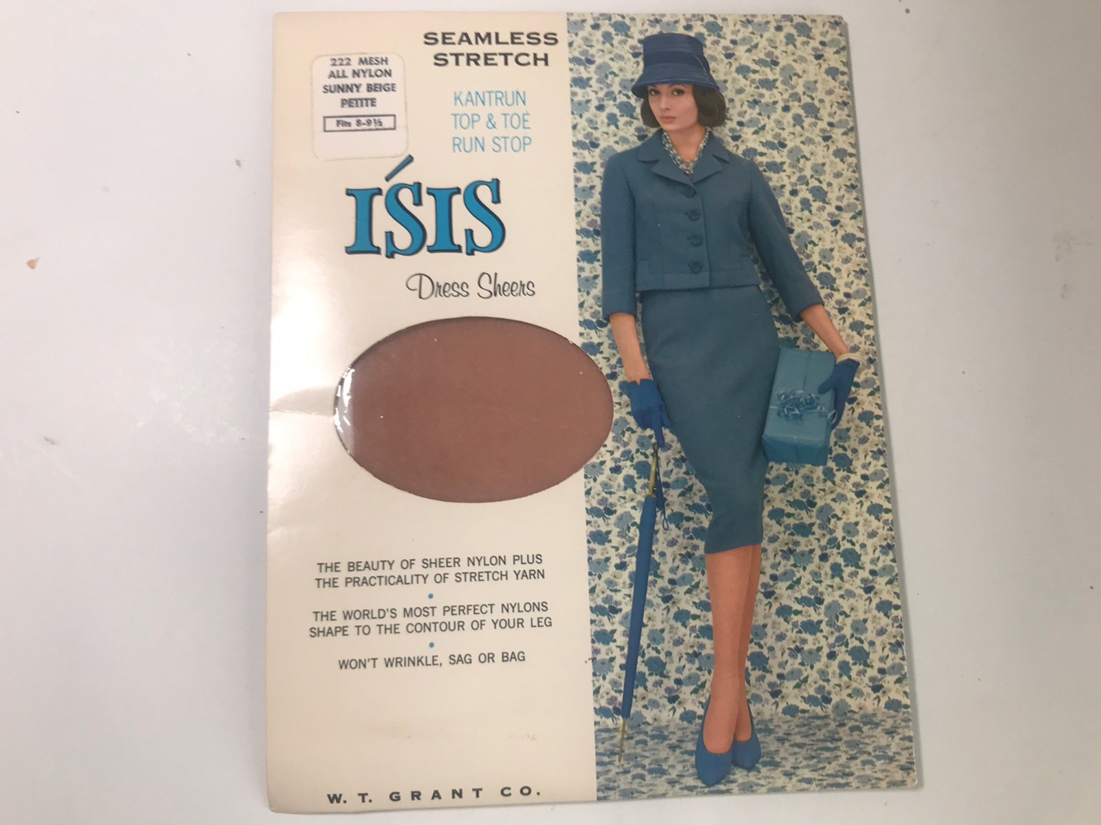 Vintage Isis Dress Sheers Nylons W.T. Grant Co Sunny Beige Petite 222 Mesh