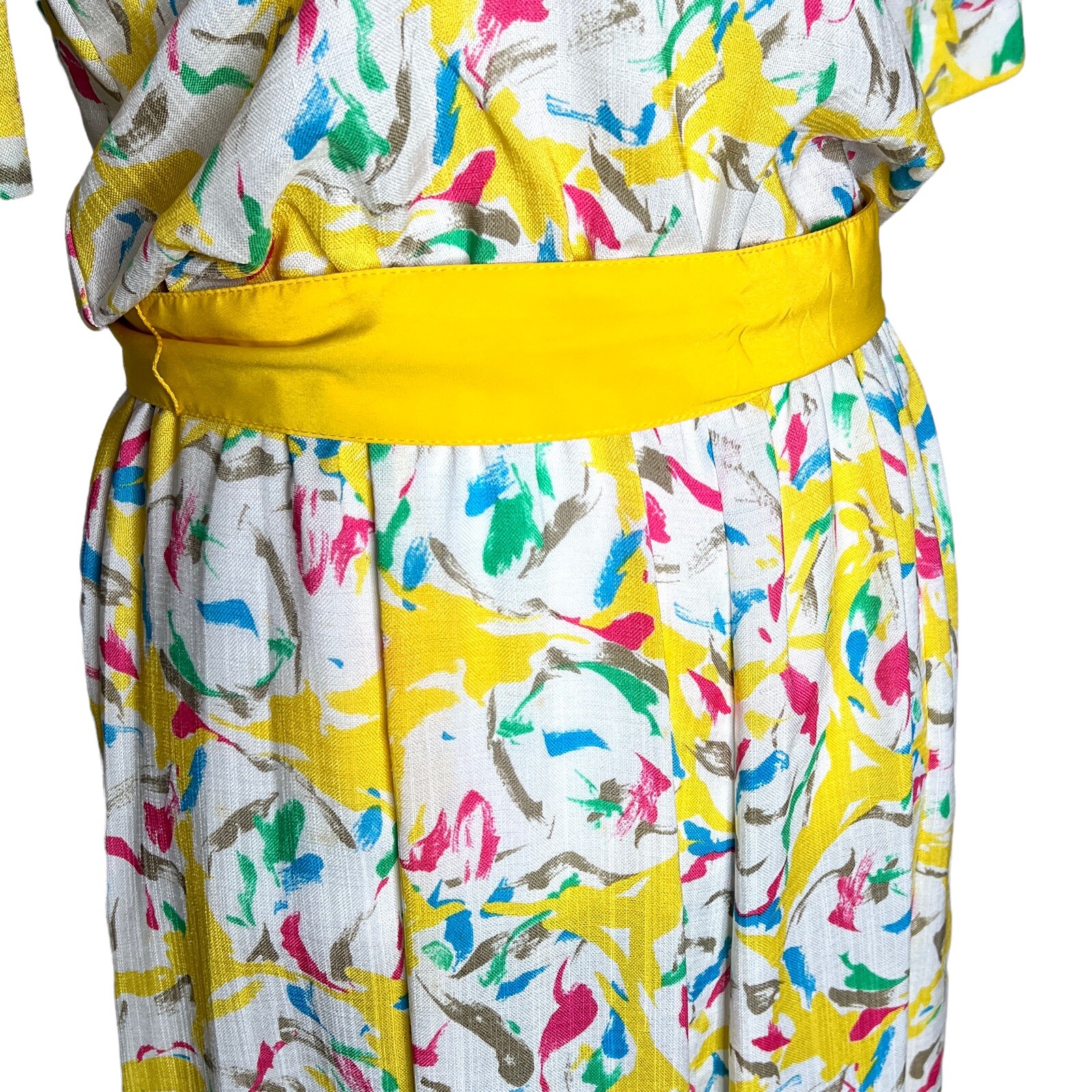 Vtg L Rothschild San Francisco Blouson Maxi Dress Yellow Pastel Floral Size 10?