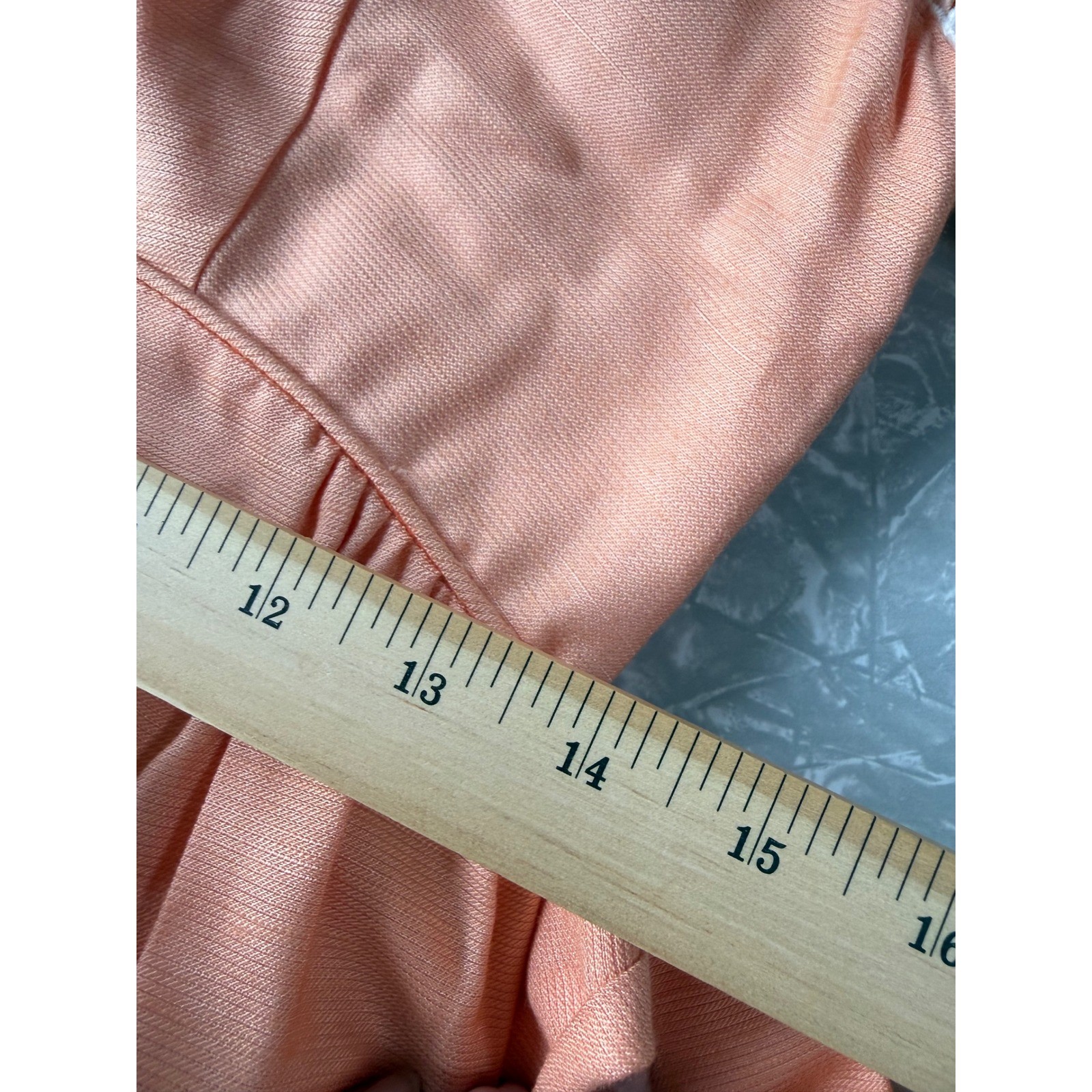 Vintage 60s Apricot Peach Empire Waist Maxi Dress Crochet Lace Ribbon Sleeve