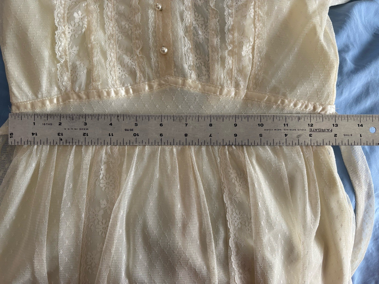 Vtg Swiss Dot Lace Edwardian Prairie Romantic Ivory WEDDING GOWN Handmade