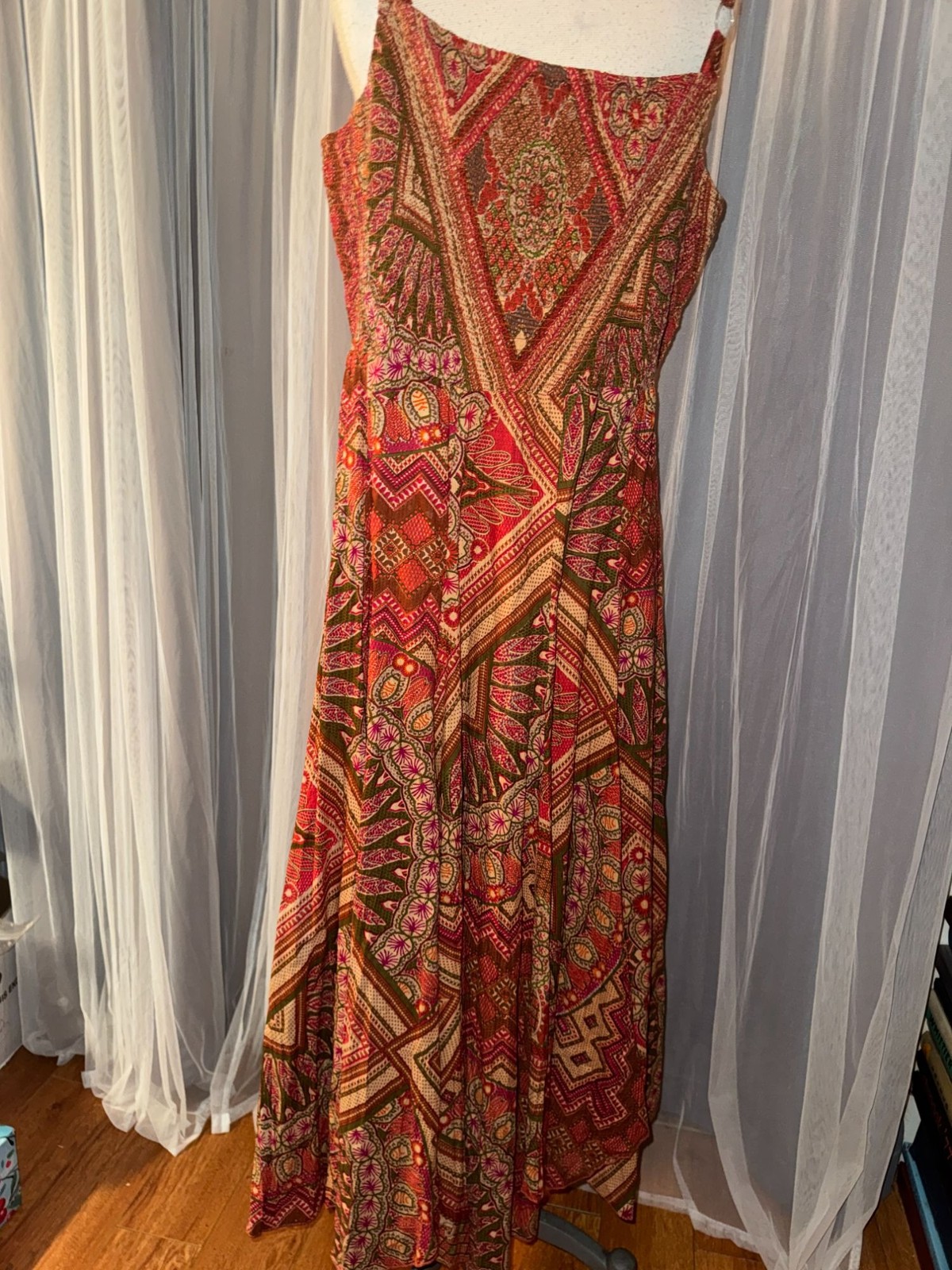 VTG Phool Plus Size 2X Dress 100% Indian Cotton Boho Handkerchief Hem Tent Maxi