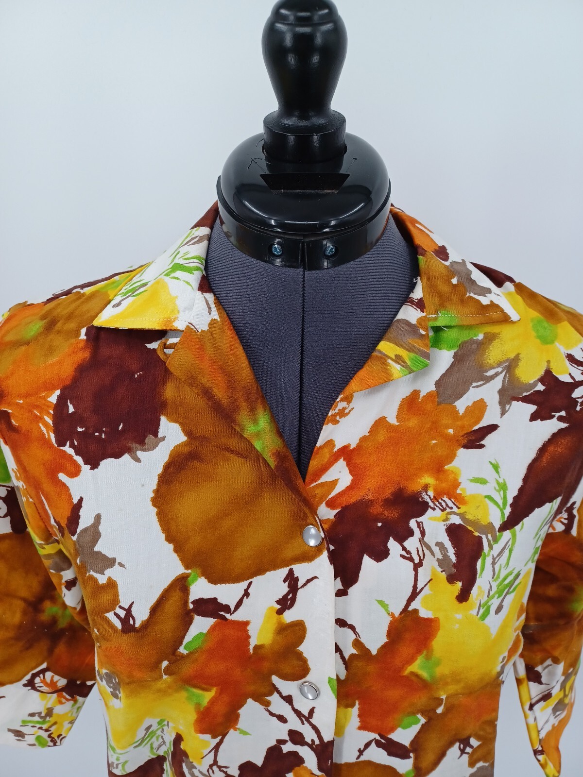 Vintage H BAR C Of California Ranchwear Multi-Color Floral Shirt Size 34
