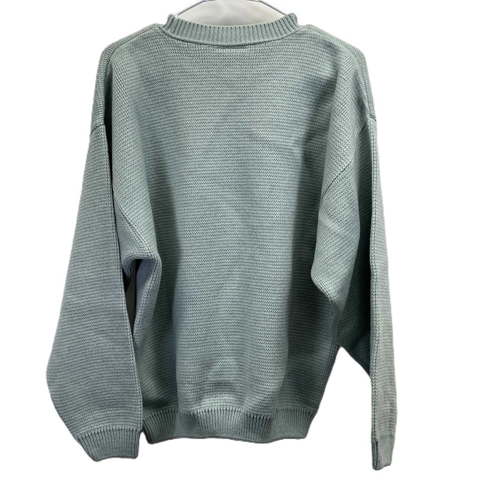 Vintage Rare 80s Together NWT Mint Green/Gray Geometric Rose Sweater Large