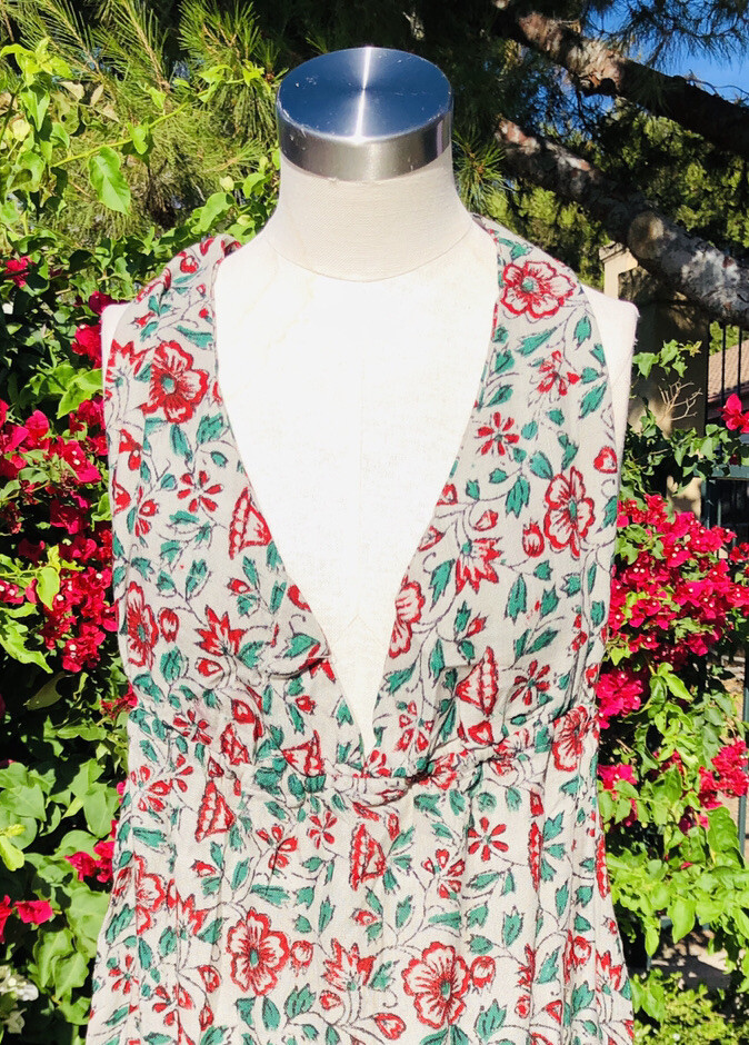 Dress Halter Maxi Floral print maxi sun dress Small Bust-34”-35” Vintage
