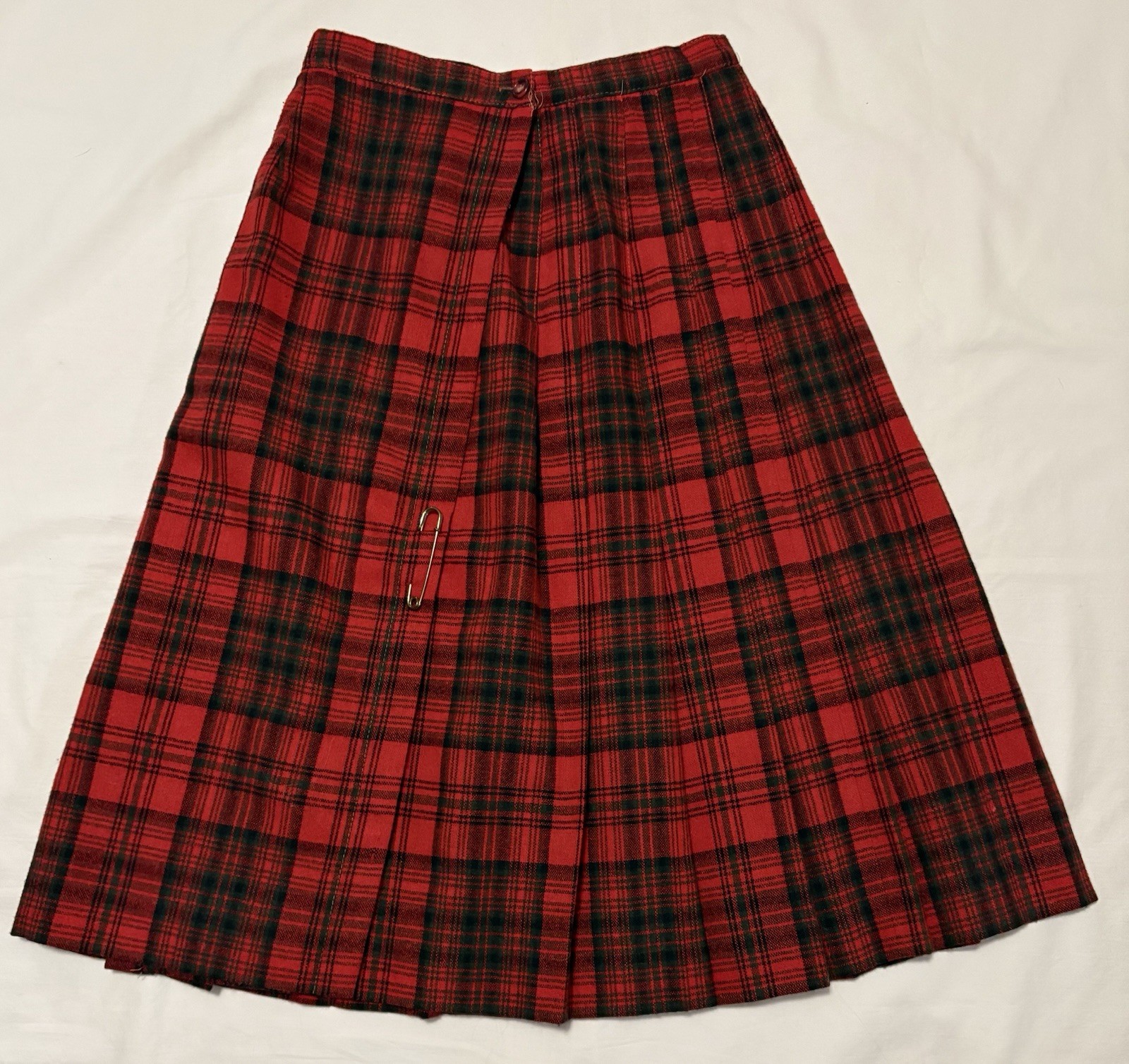 Vintage Prestige of Boston Long Maxi Skirt Red Tartan Wool Size 8 Plaid USA