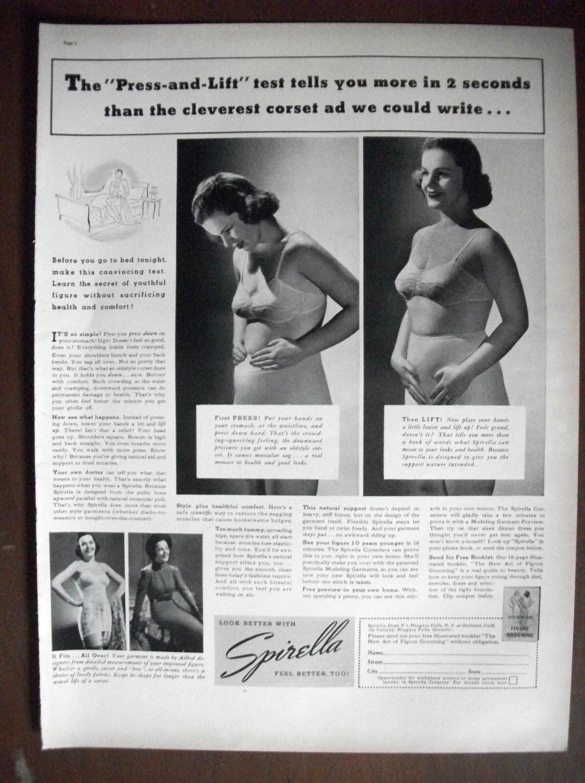 NEW ANTIQUE~SPIRELLA~High Waist 38 -42 Front Lace Up Open Bottom Corset /Girdle
