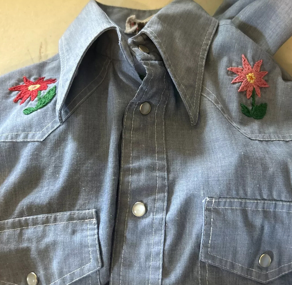 Vtg Anthony’s Shirt Women’s Sz S Embroidered Owl Western Pearl Snap See Tag Pic
