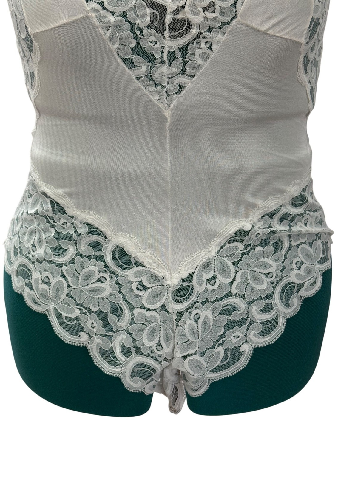 Vintage Slip Interludes by CIRA White Lace Satin Teddy Bodysuit Lingerie Medium