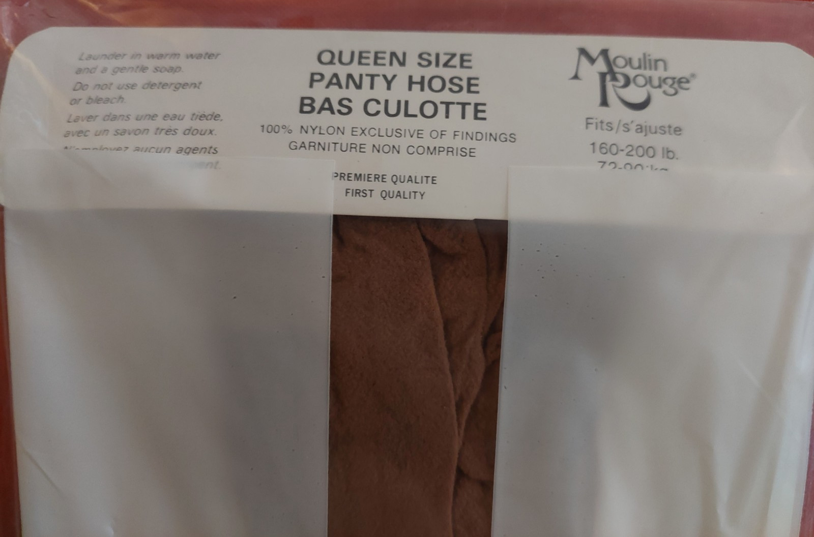 Vintage Pantyhose Rare Moulin Rouge Color Beige Queen BAMA2