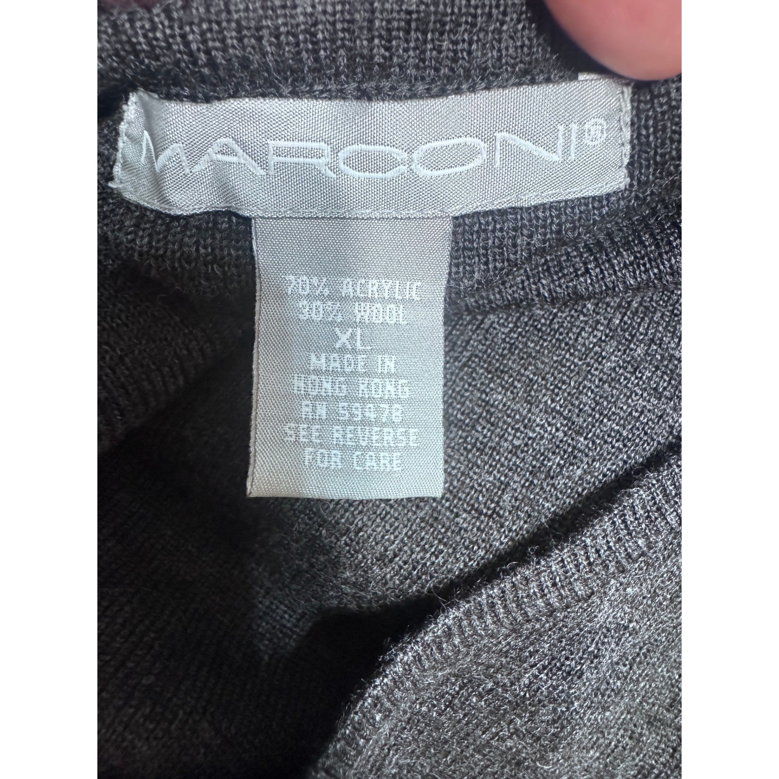 Marconi Vintage Sweater Wrap Dress XL Charcoal Gray Wool Blend Maxi Long Sleeve