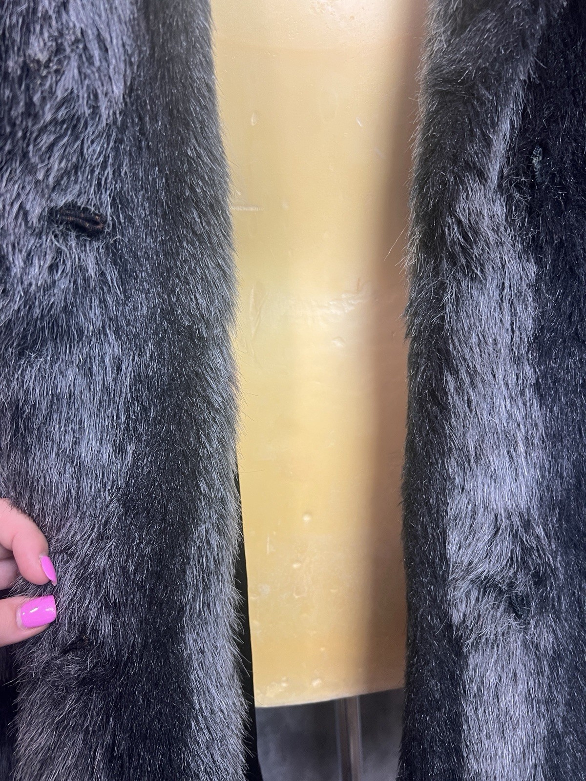 Faux Raccoon Fur Coat Vintage Gray Black Striped Shaggy Winter Jacket – Size?