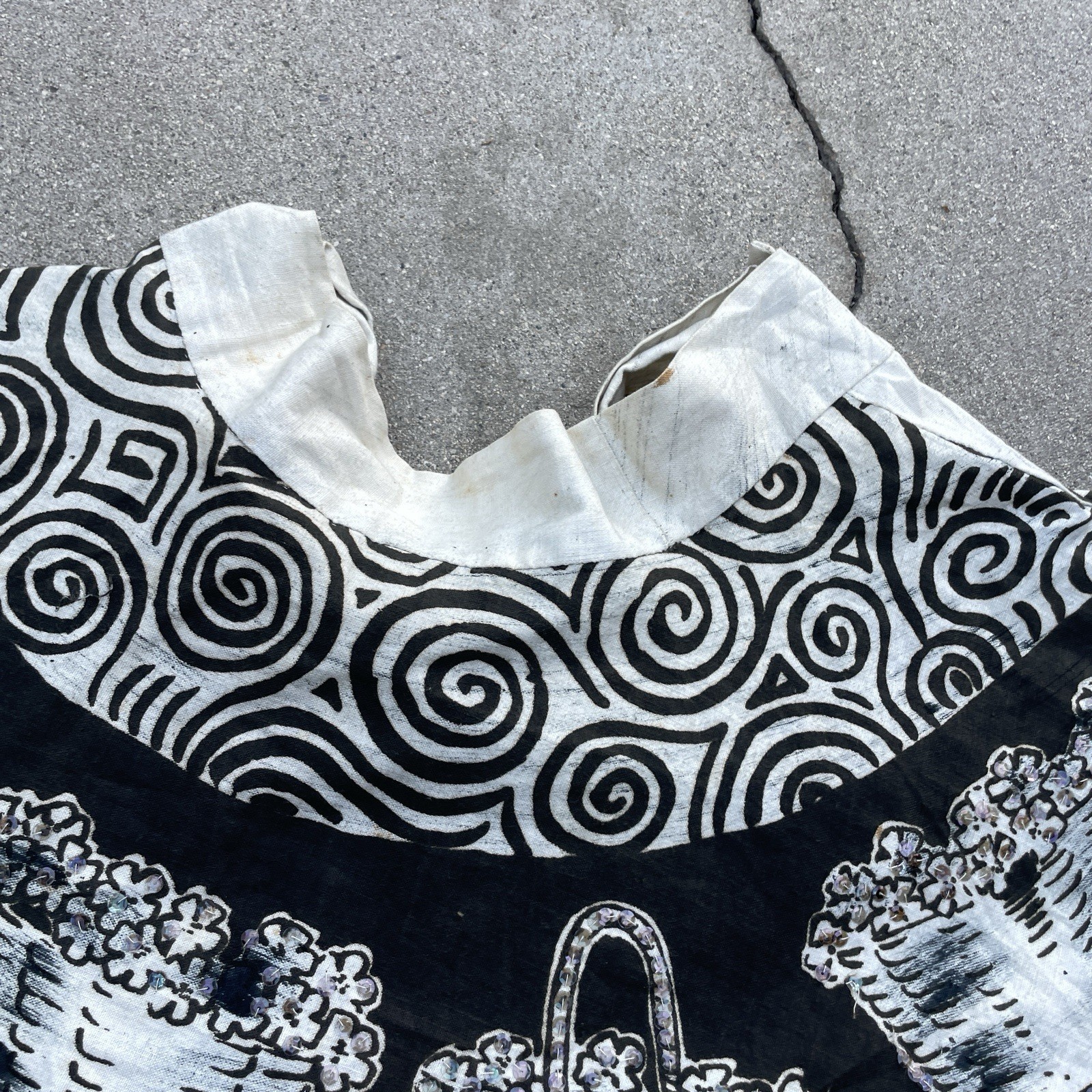 Vintage 1950s L- XL Hand Painted Donkey Mexican Circle Swing Skirt Sequin Mexico