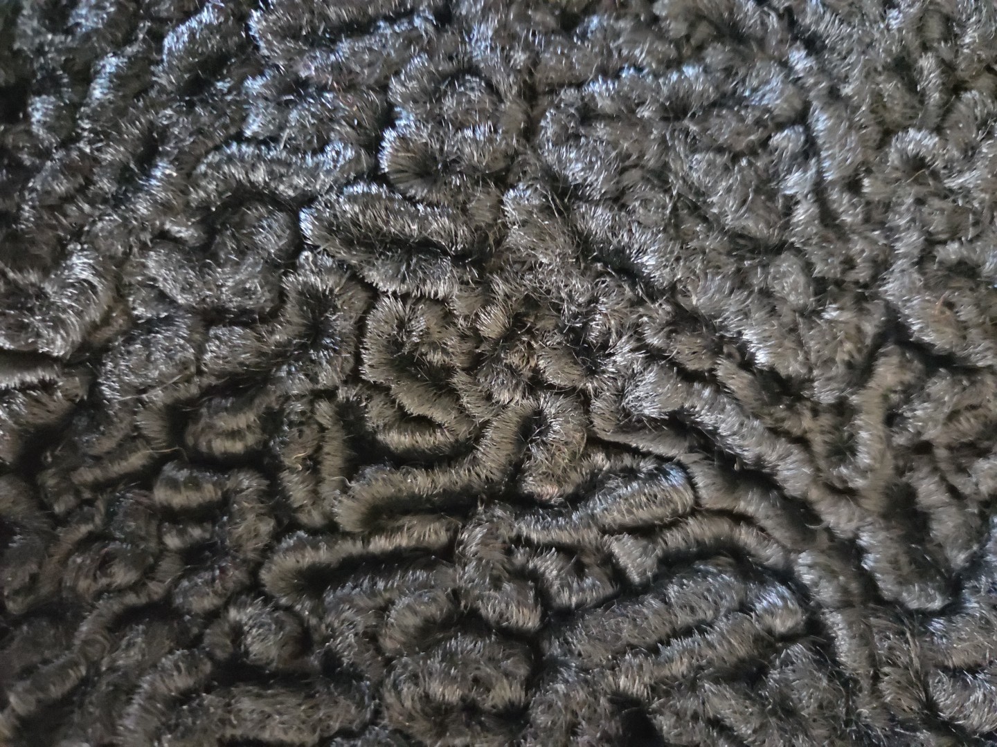Vtg Anthony Rao Coat M Black Curly Lambs Wool w Real Fur Collar 50s 3/4 Sleeve