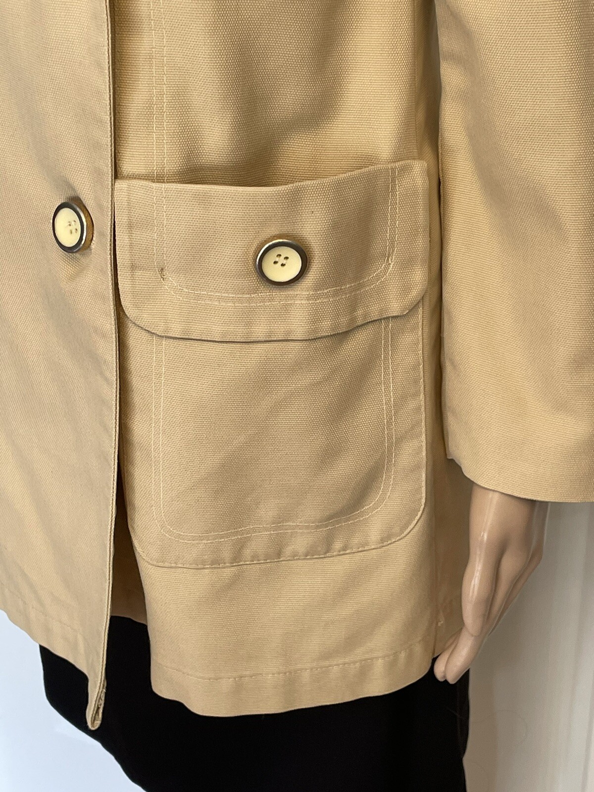 Vintage Jerold Outer Banks Collection XS Beige Double Breasted Lined Jacket Coat