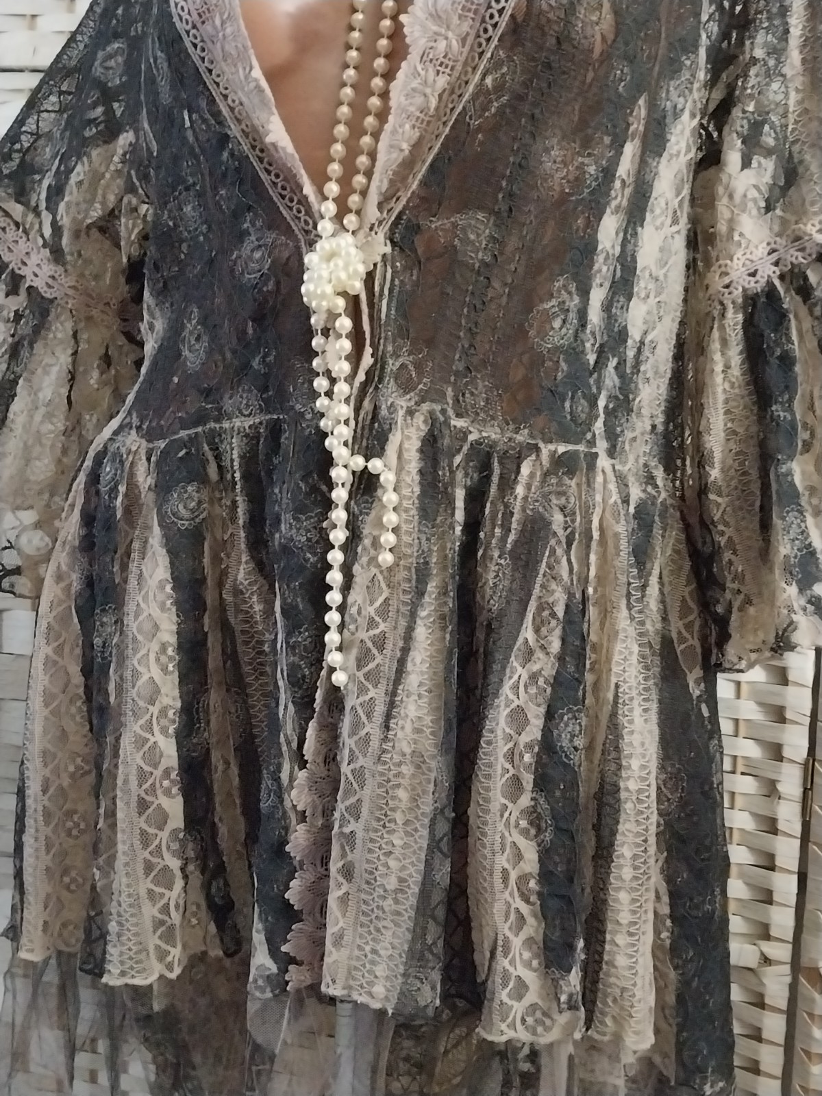 VTG COTTAGE WHIMSIGOTH FAIRY BOHO Whimsical HI LOW BLOUSE JACKET CAPE TOP SHIRT
